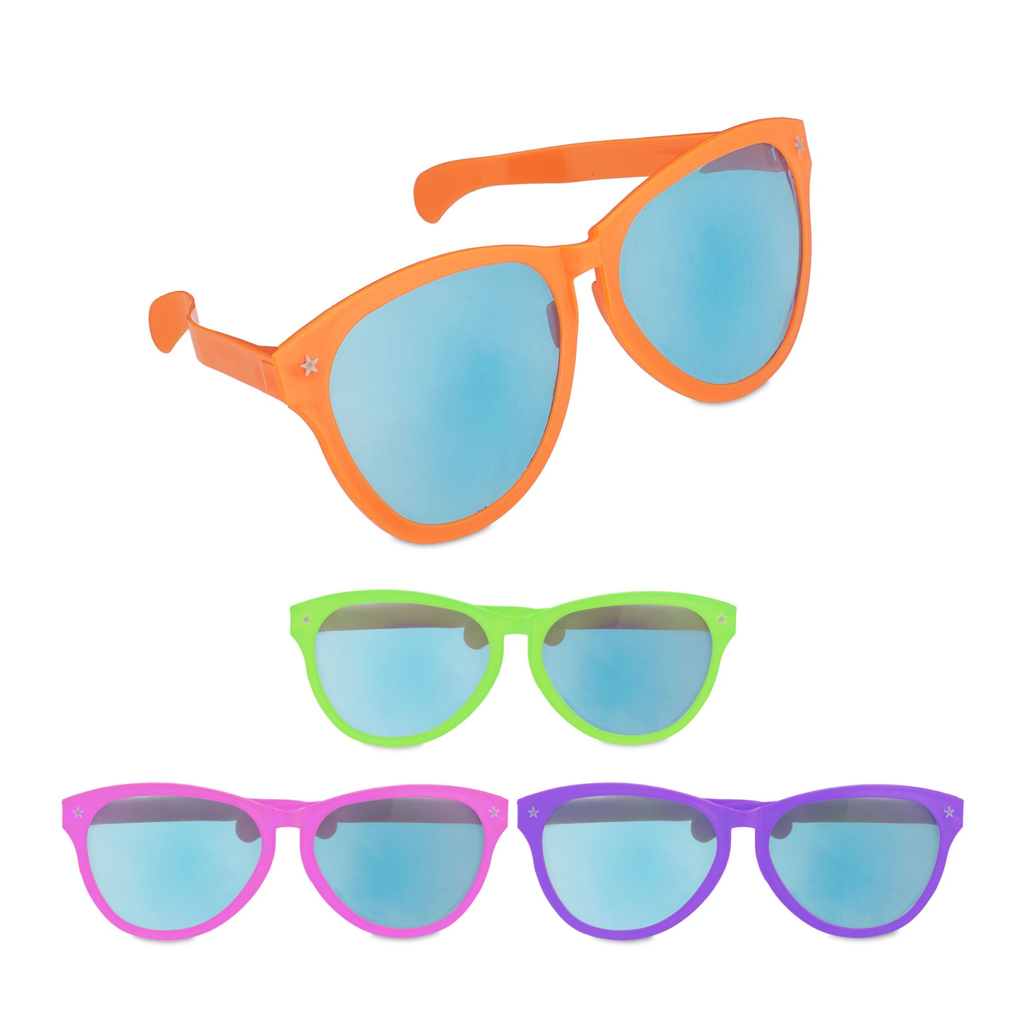 Grosse Partybrille 12er-Set Grün-Lila-Orange