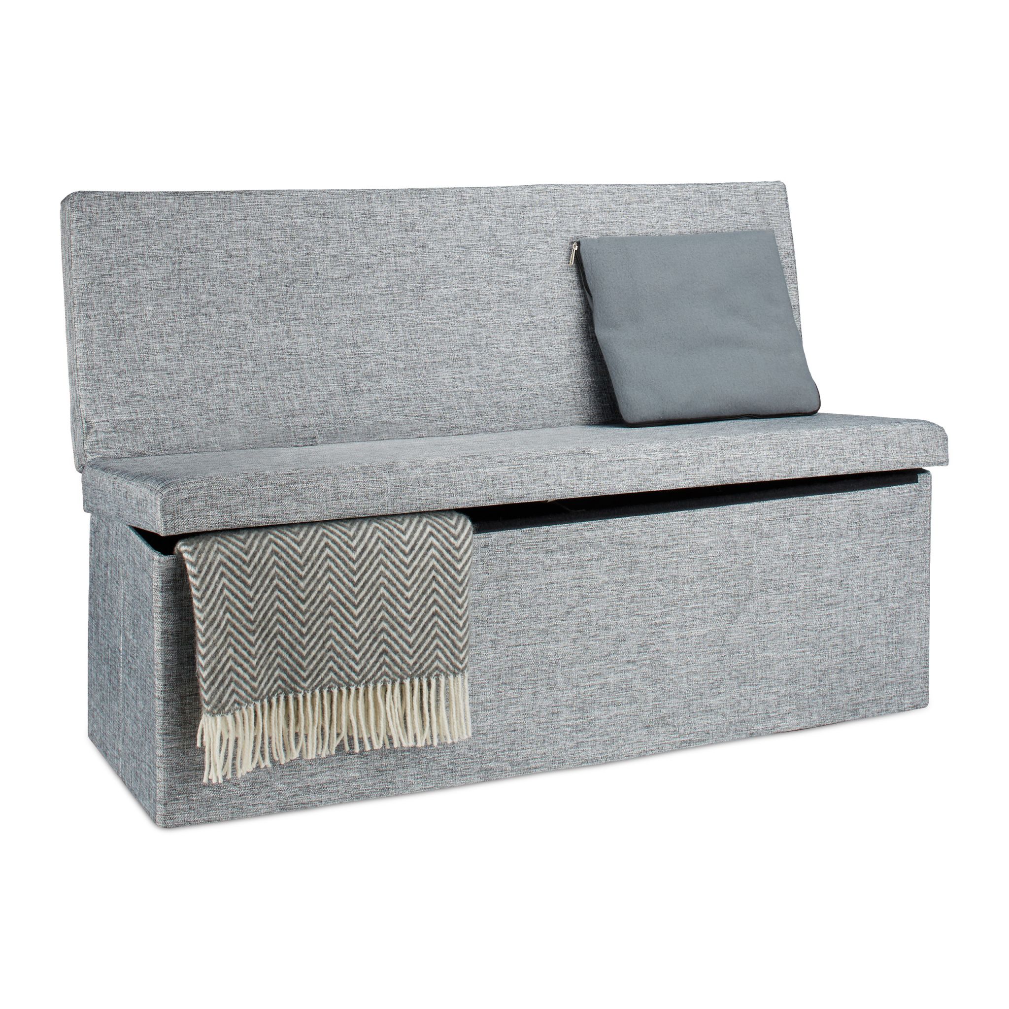 Faltbarer Sitzhocker mit Lehne XL Grau
