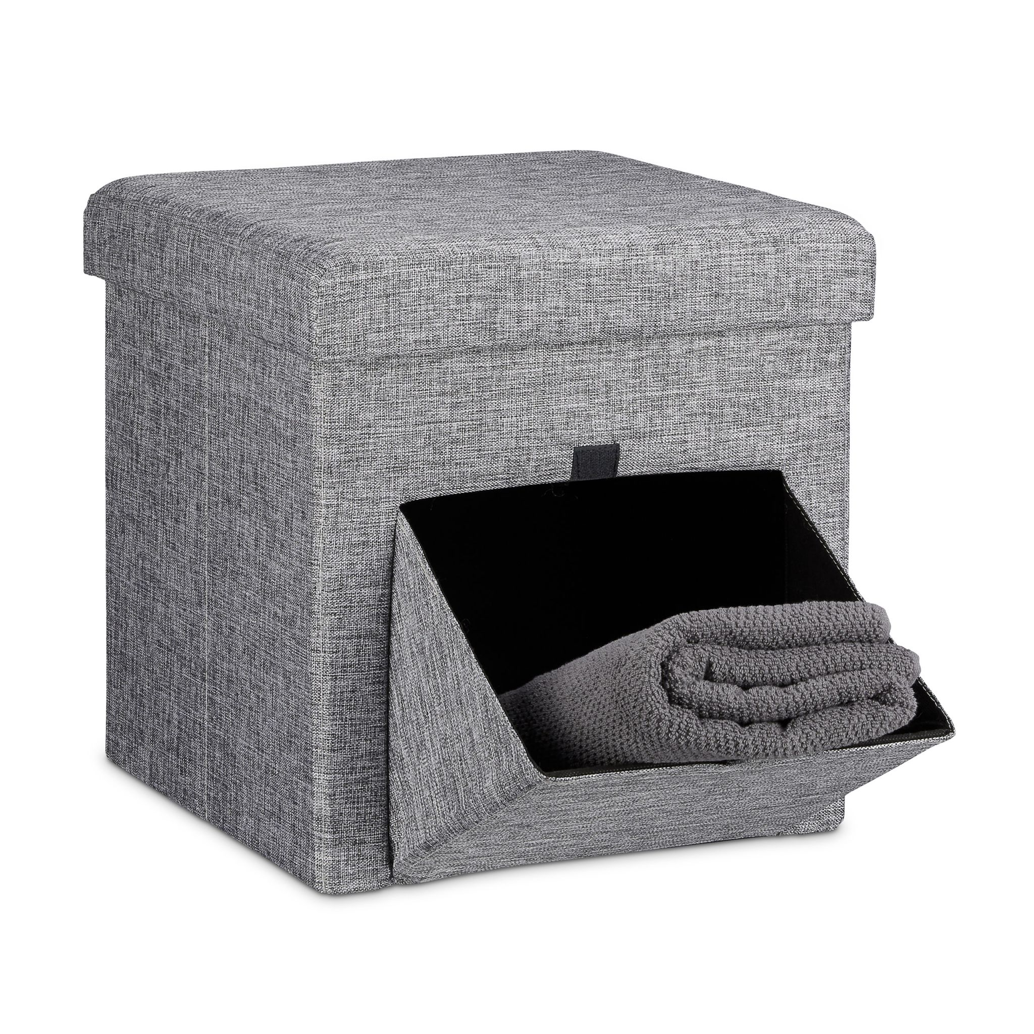 Faltbarer Sitzhocker mit Klappe Grau