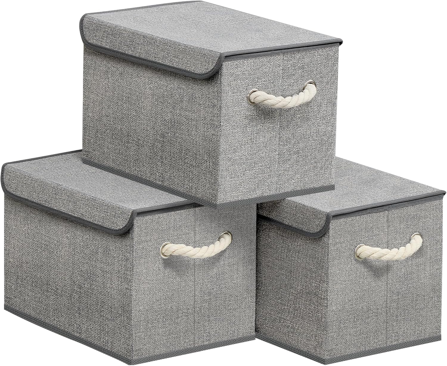 Aufbewahrungsbox mit Deckel klappbar 3er Set taubengrau