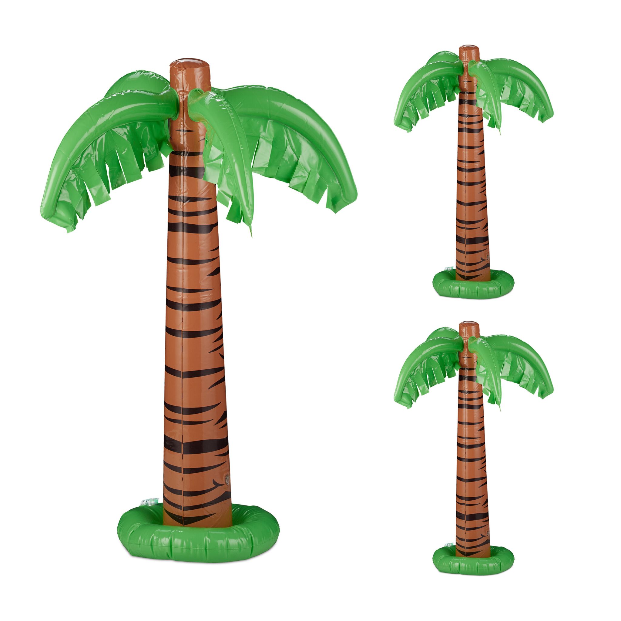 Aufblasbare Palme 3er-Set Dunkelbraun-Dunkelgrün-Hellbraun