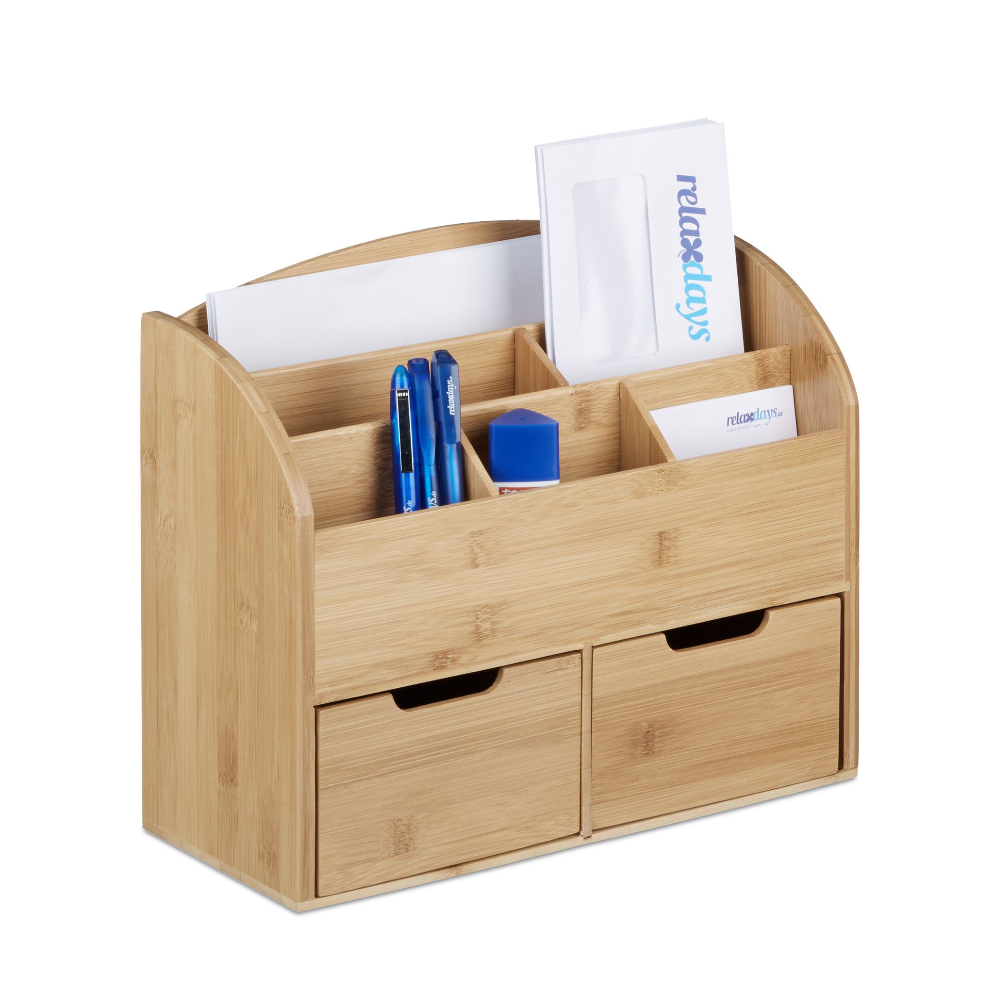 Schreibtisch-Organizer 2 Schubladen Hellbraun