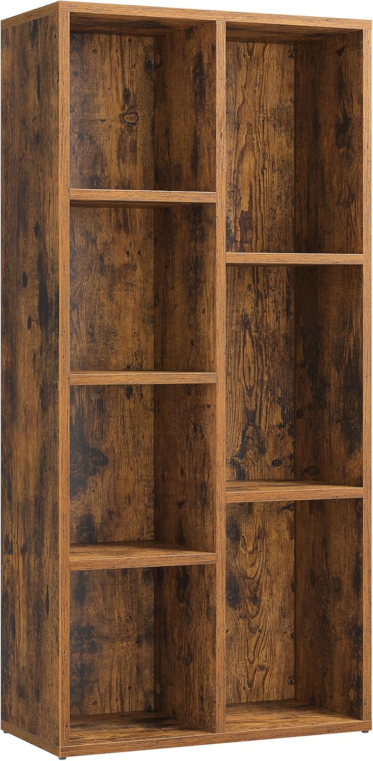 Bücherregal mit 7 Fächern Würfelregal Standregal Vintagebraun