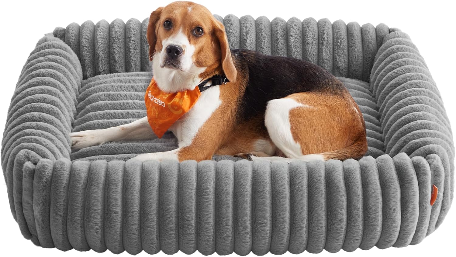 Orthopädisches Hundebett waschbar flauschig 91x68x18 cm grau