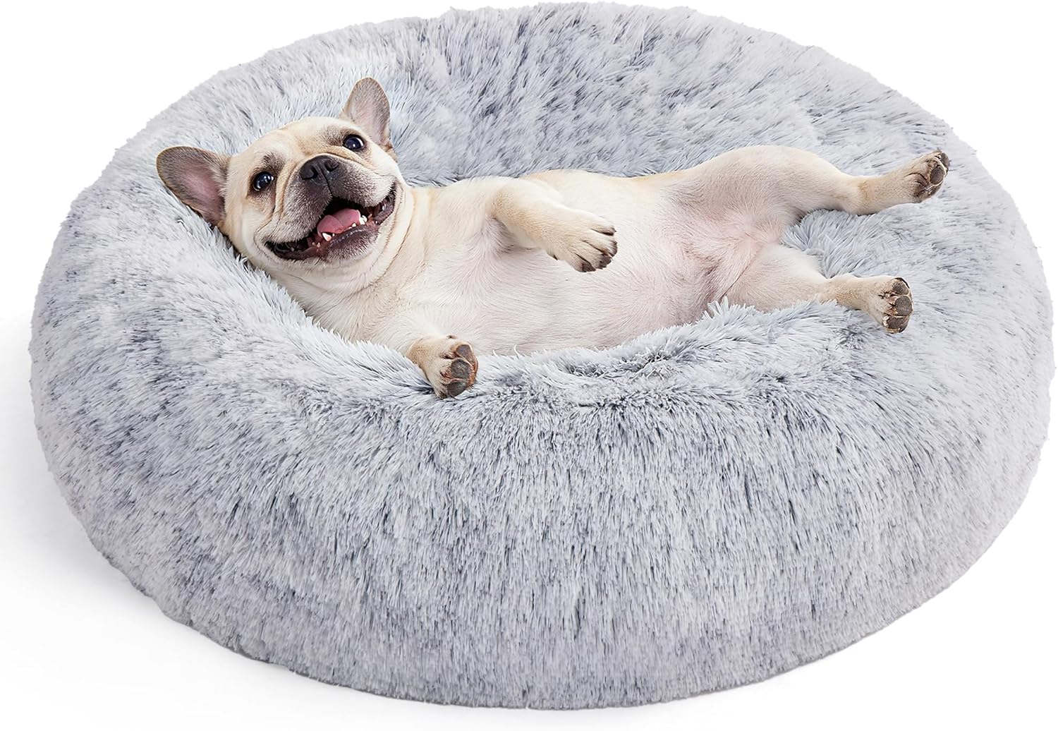 Hundebett Donut flauschig waschbar 70 cm Ombré Grau