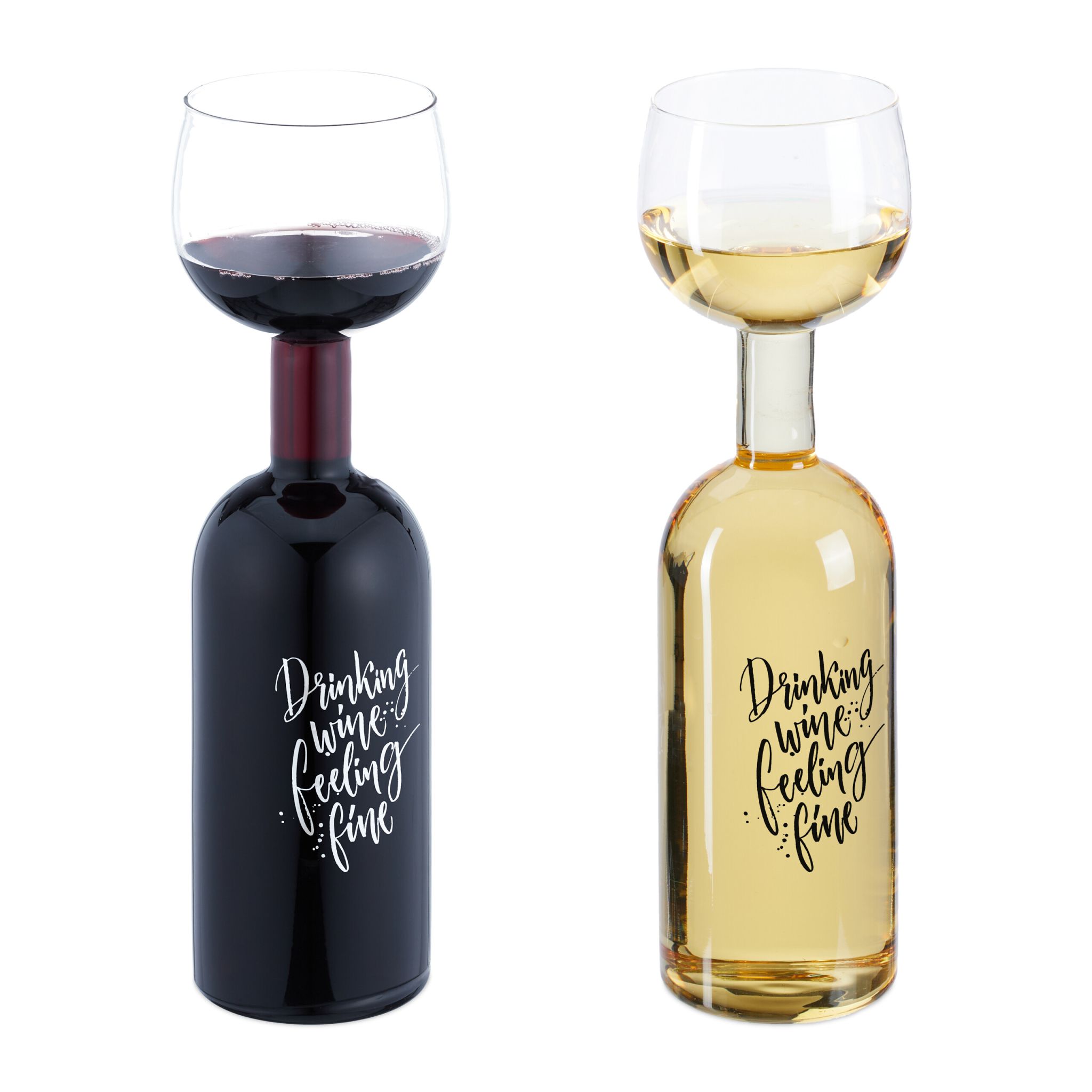 Weinflasche mit Glas 750ml Schwarz-Silber-Transparent