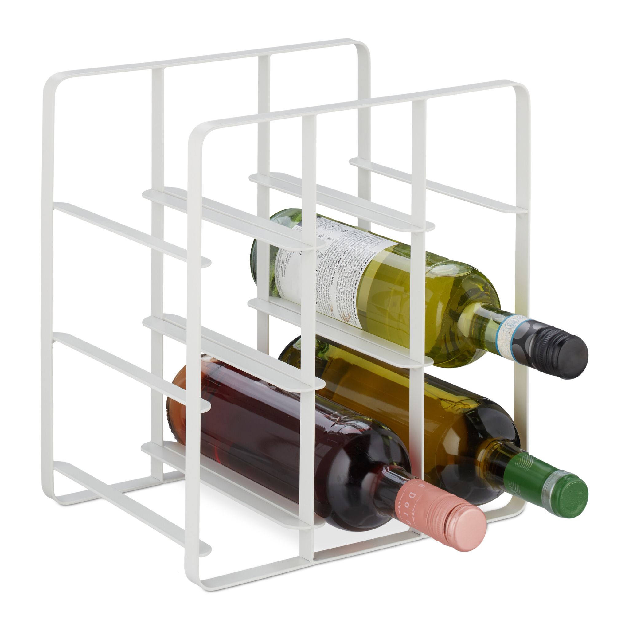 Weinregal Metall für 9 Flaschen Weiss
