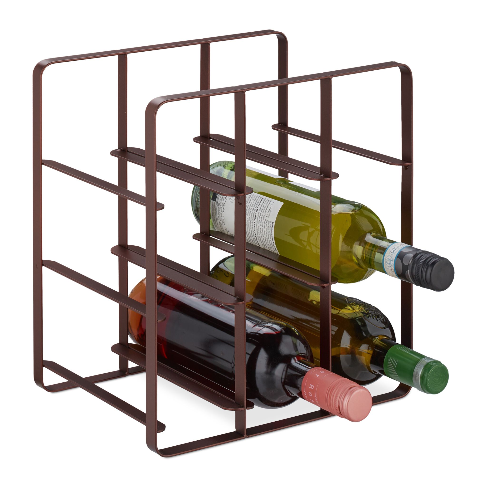 Weinregal Metall für 9 Flaschen Kupfer