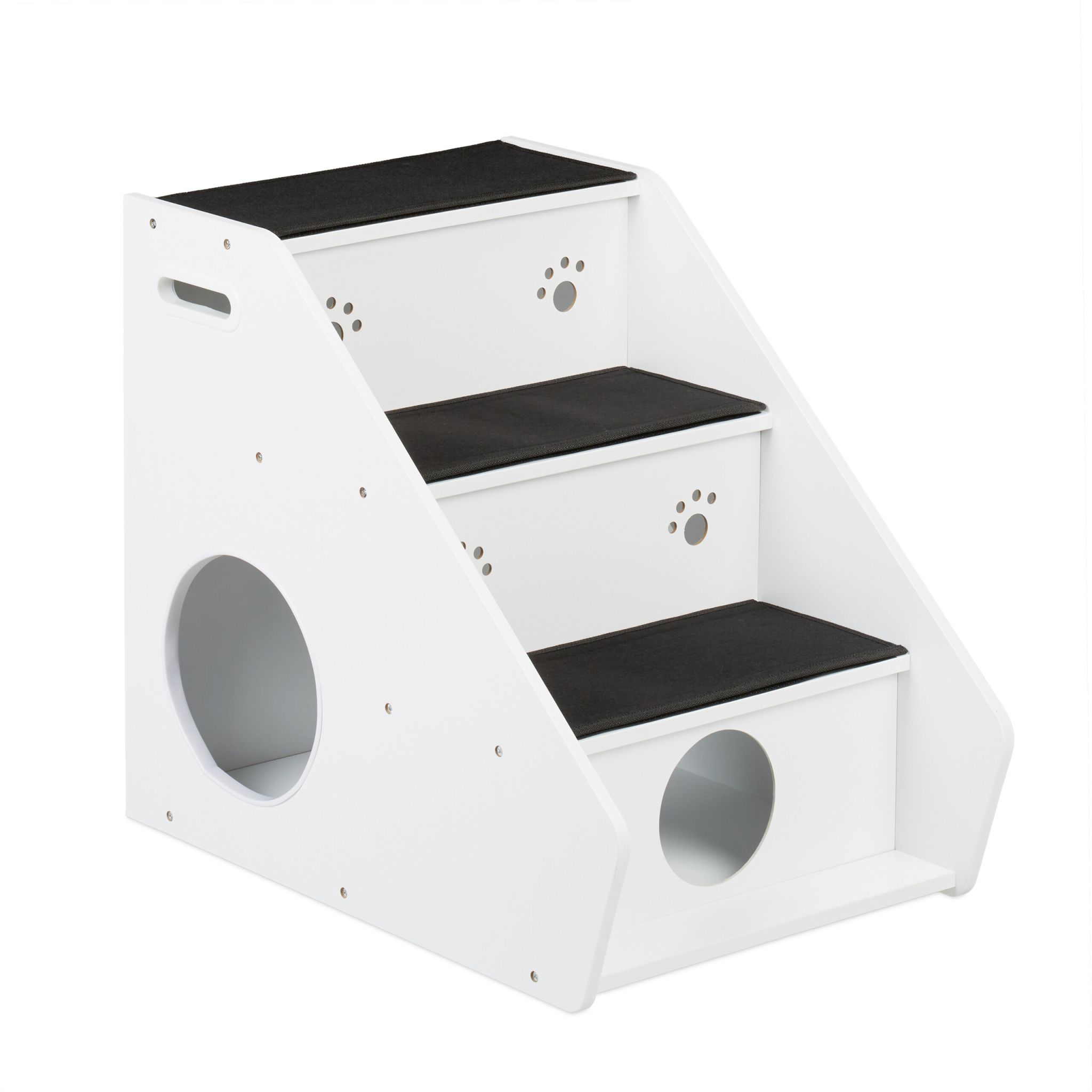 Hundetreppe mit 3 Stufen Weiss-Schwarz