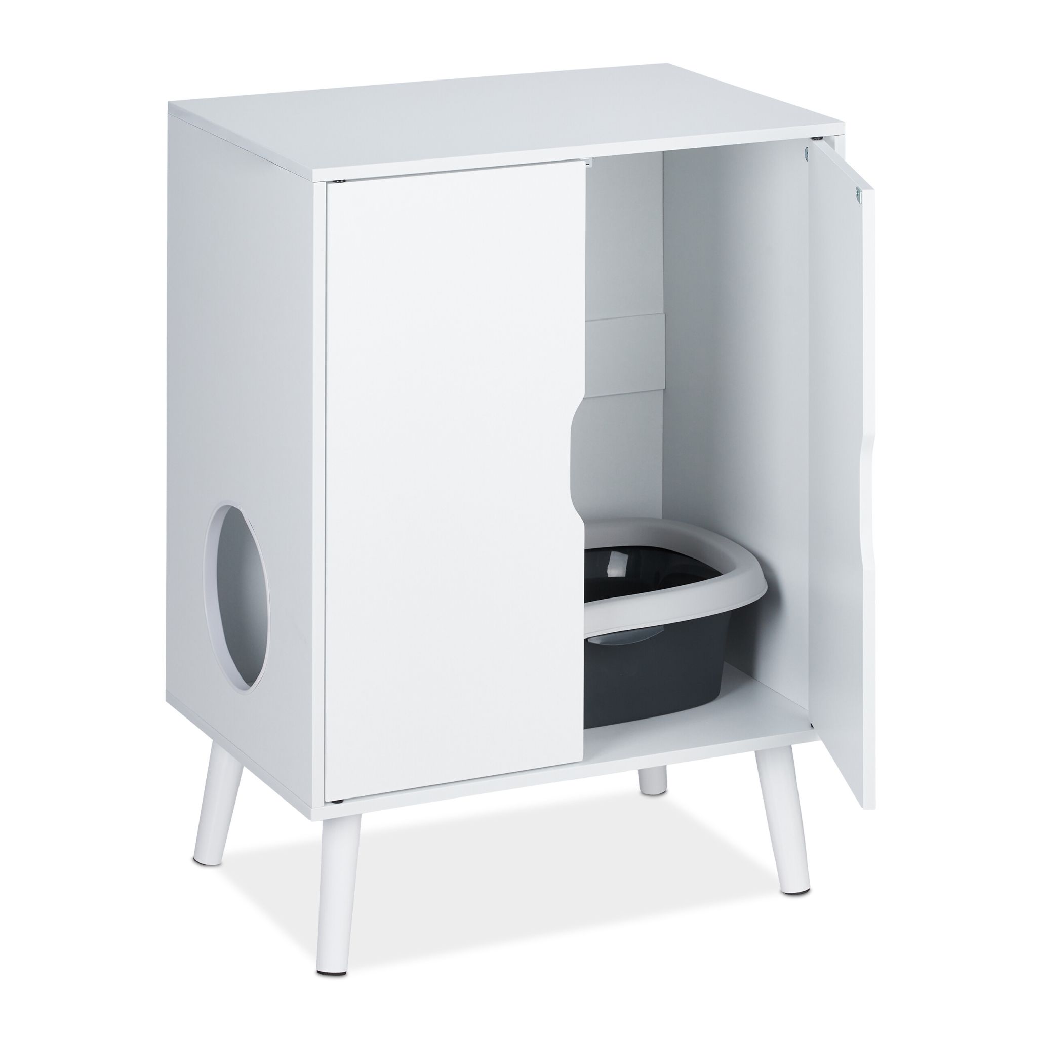Katzenschrank für Katzentoilette Weiss