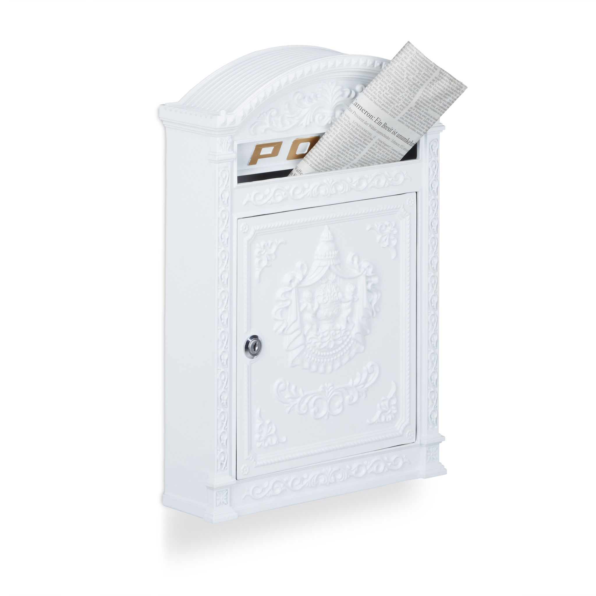 Briefkasten Antik Weiss-Gold