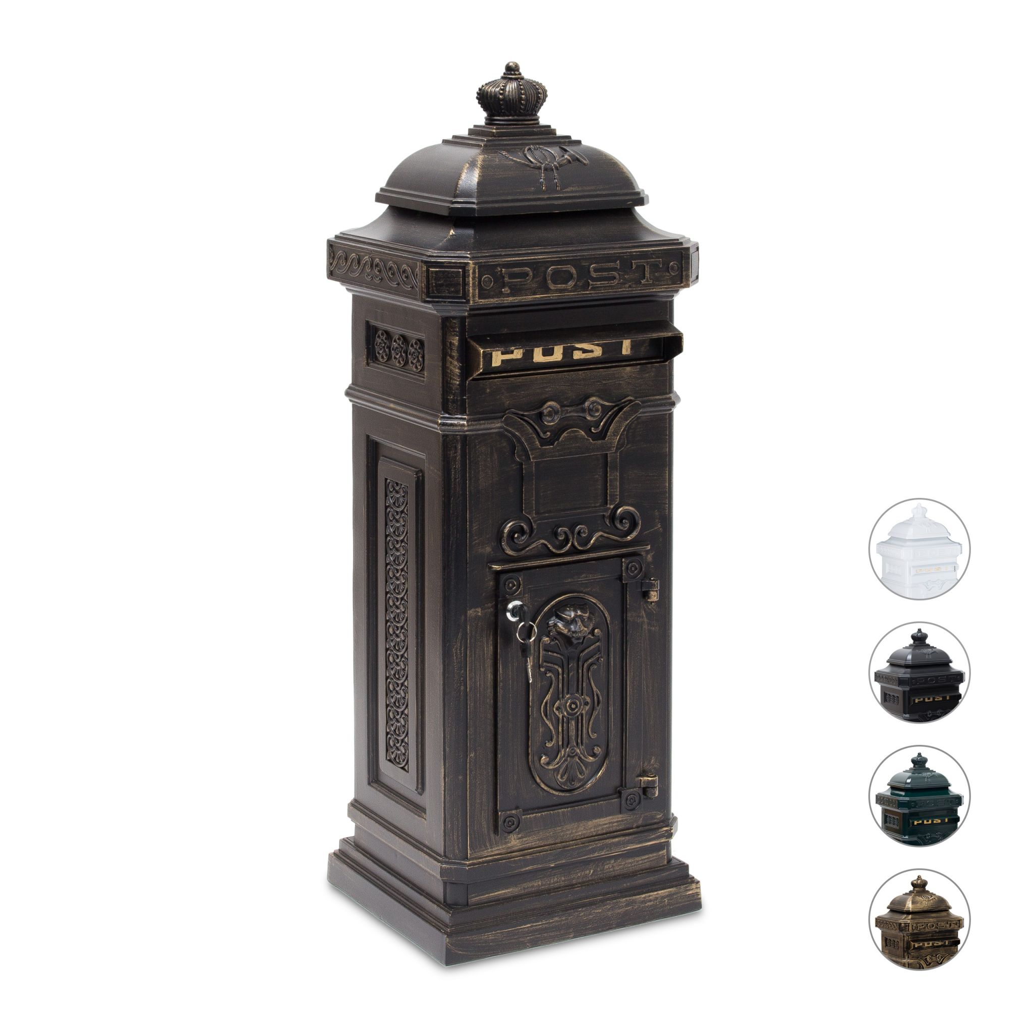 Standbriefkasten Antik Dunkelbraun-Gold