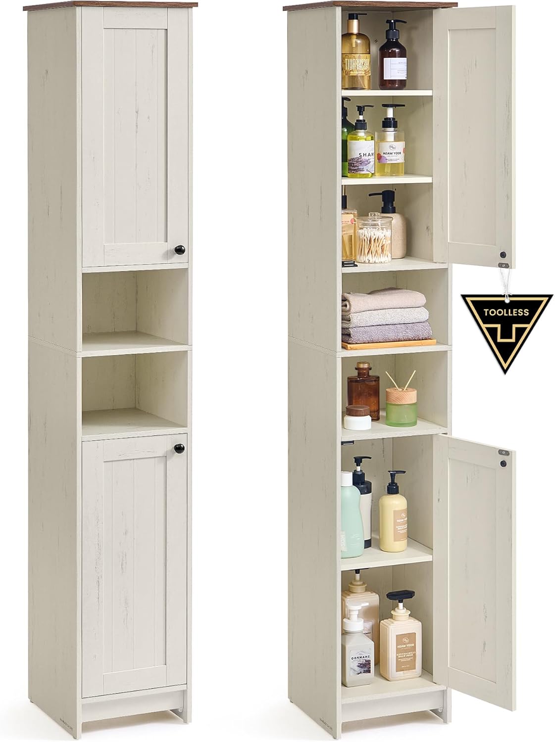 Badezimmerschrank schmal 30x30x170 cm verstellbare Ablagen