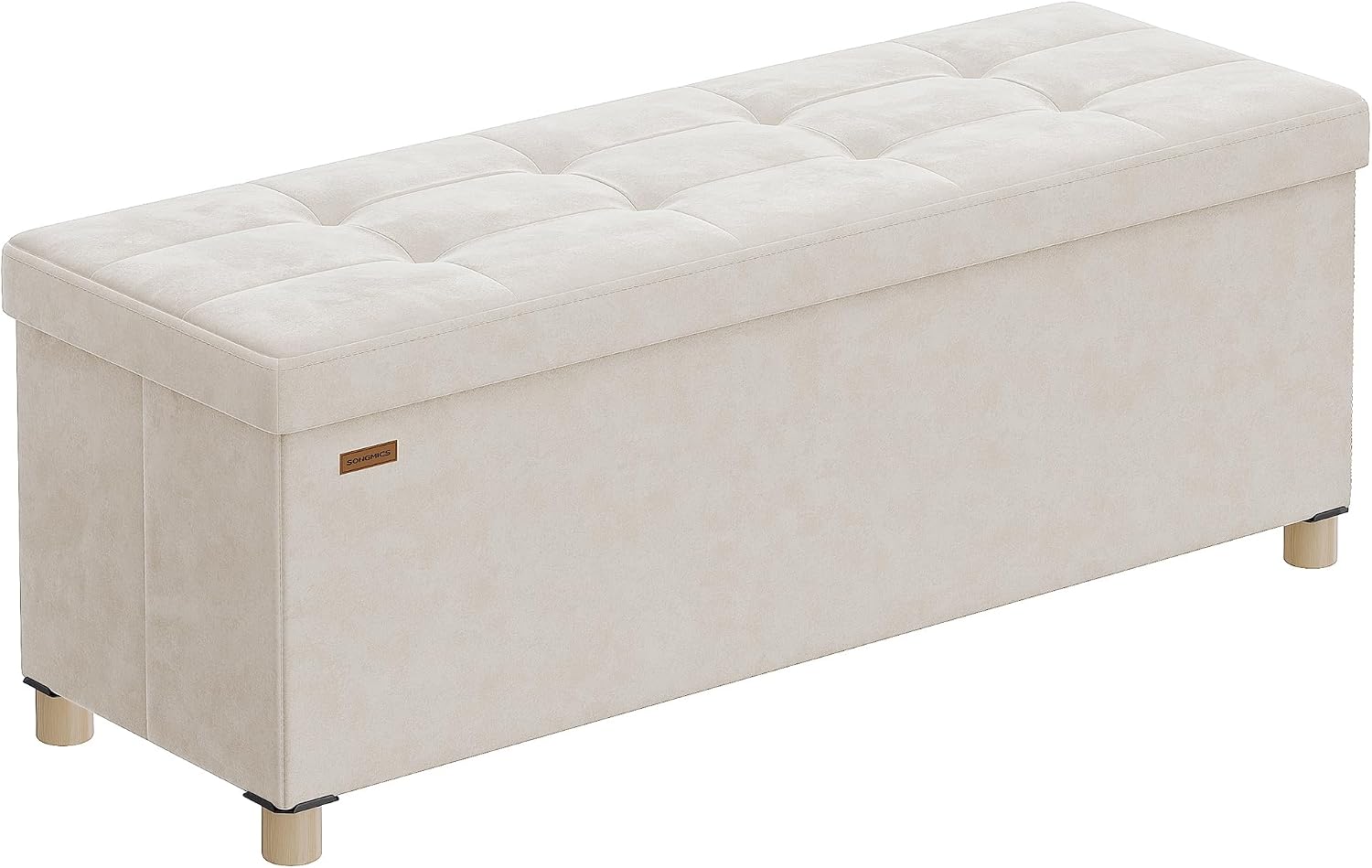 Sitzbank Aufbewahrungsbank 110x38x40 cm Samt Beige