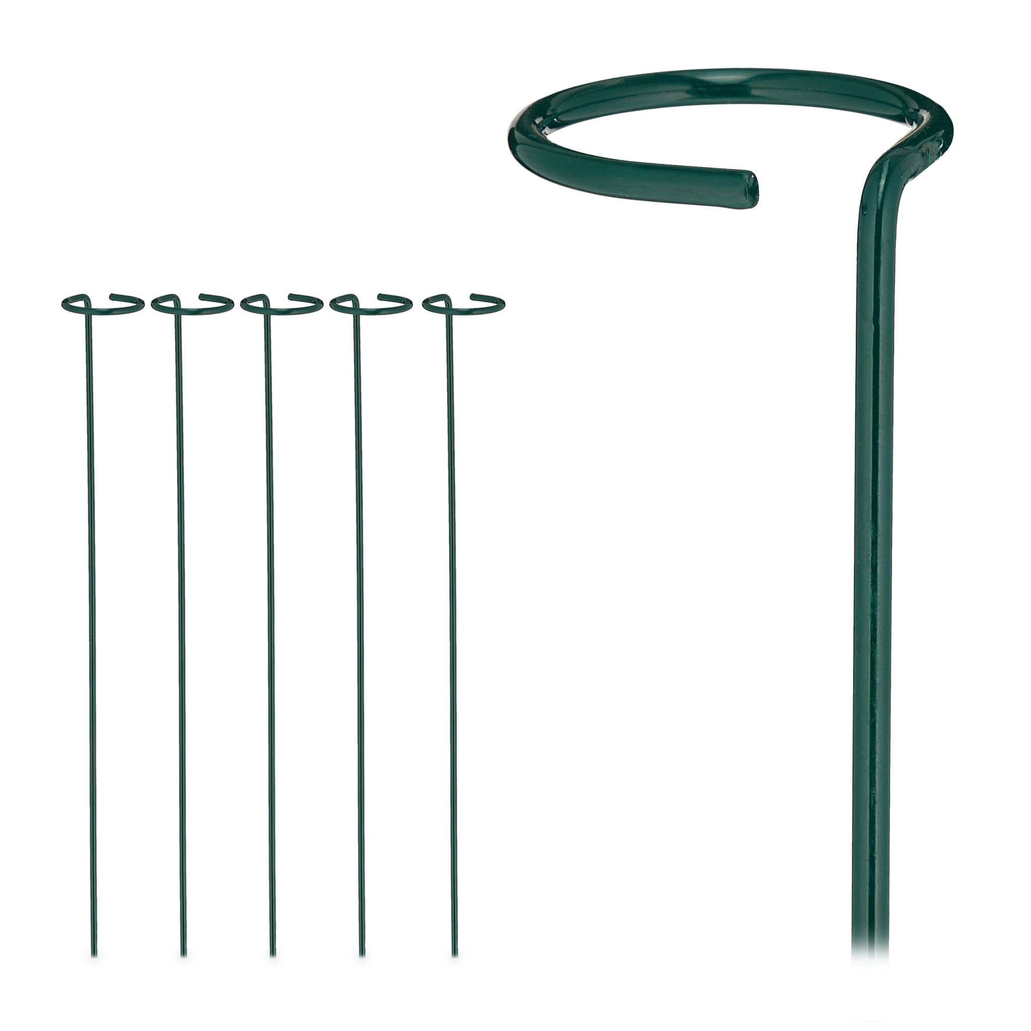 6er-Set Pflanzstäbe Metall Dunkelgrün