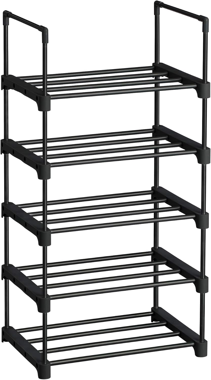 Schuhregal 5 Ebenen schmal schwarz Metall Flur 89,5 cm