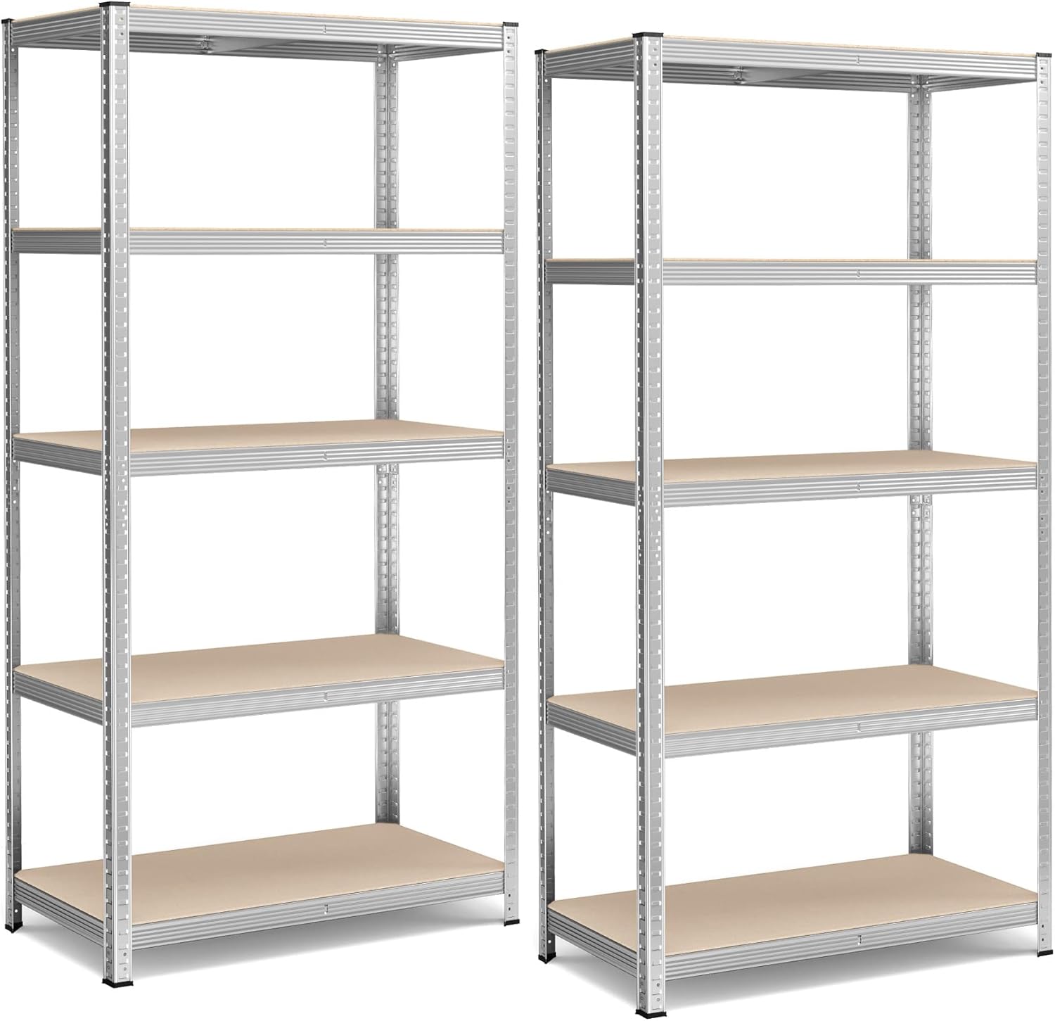 Schwerlastregal 50x100x200 cm 600 kg 5 Ablagen Silber 2er