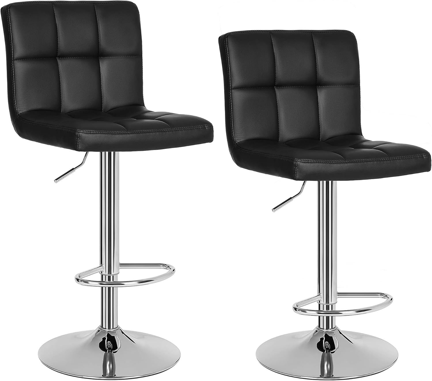2er Set Barhocker mit Lehne und Höhenverstellung Schwarz