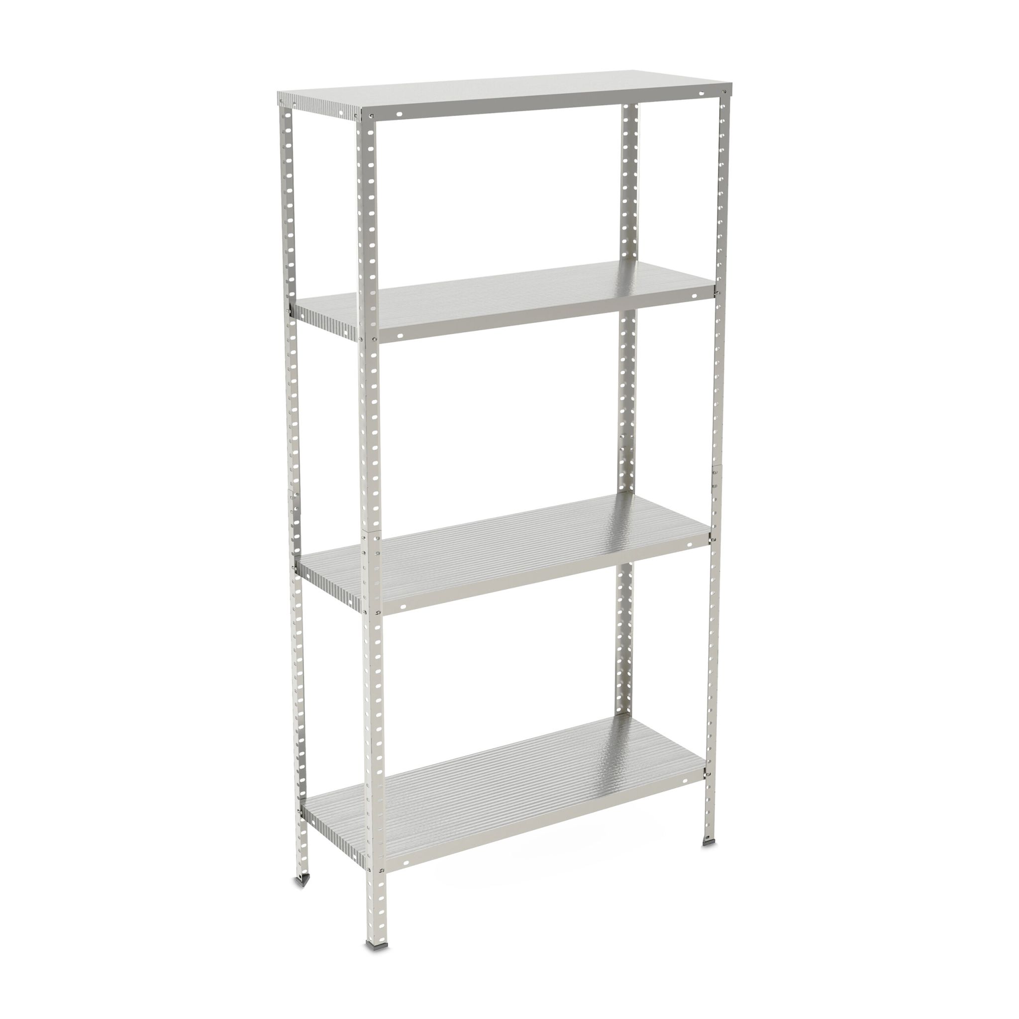 Verzinktes Metallregal mit 4 Böden Silber