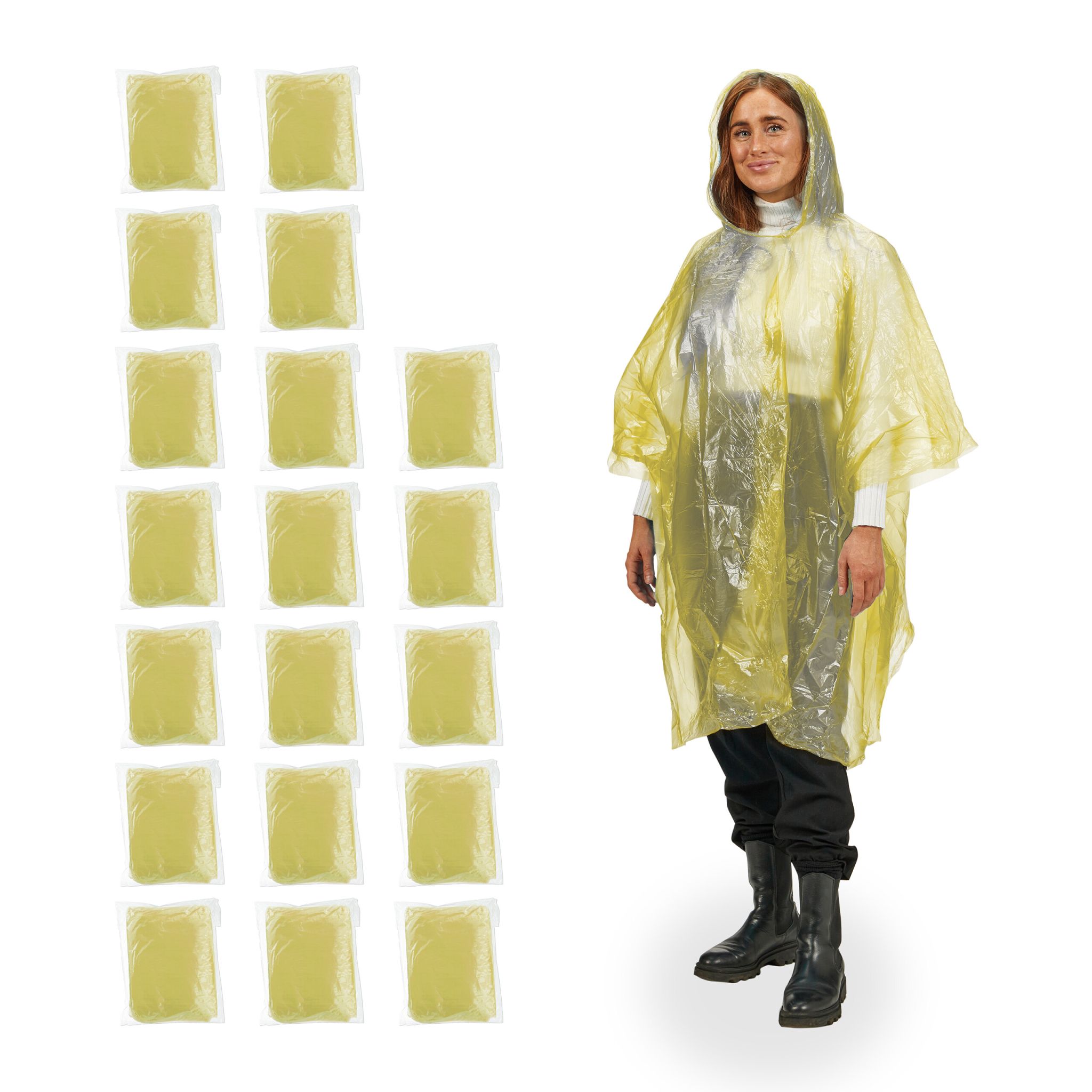 Einweg Regenponcho 20er-Set Gelb