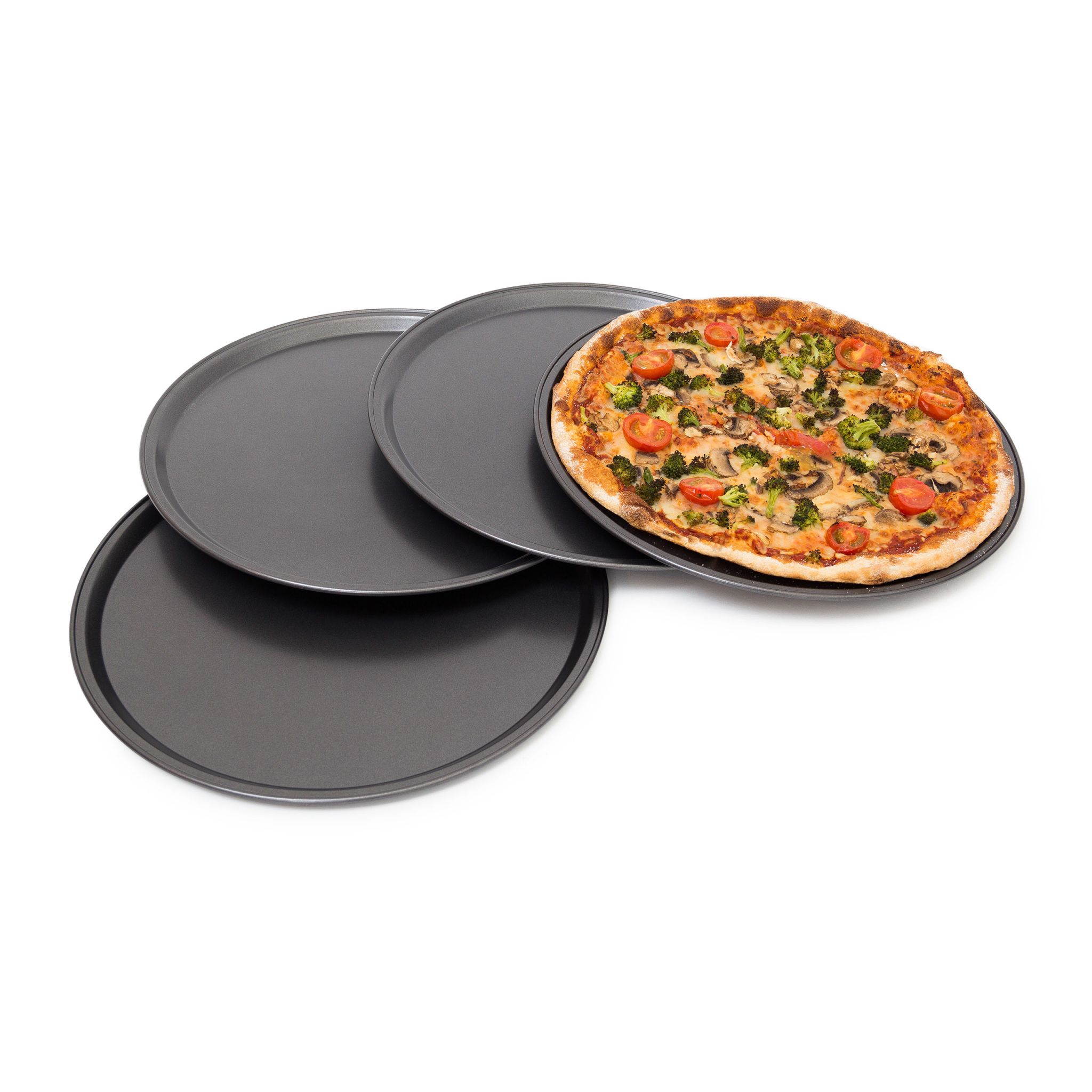 Pizzablech rund 4er-Set Anthrazit