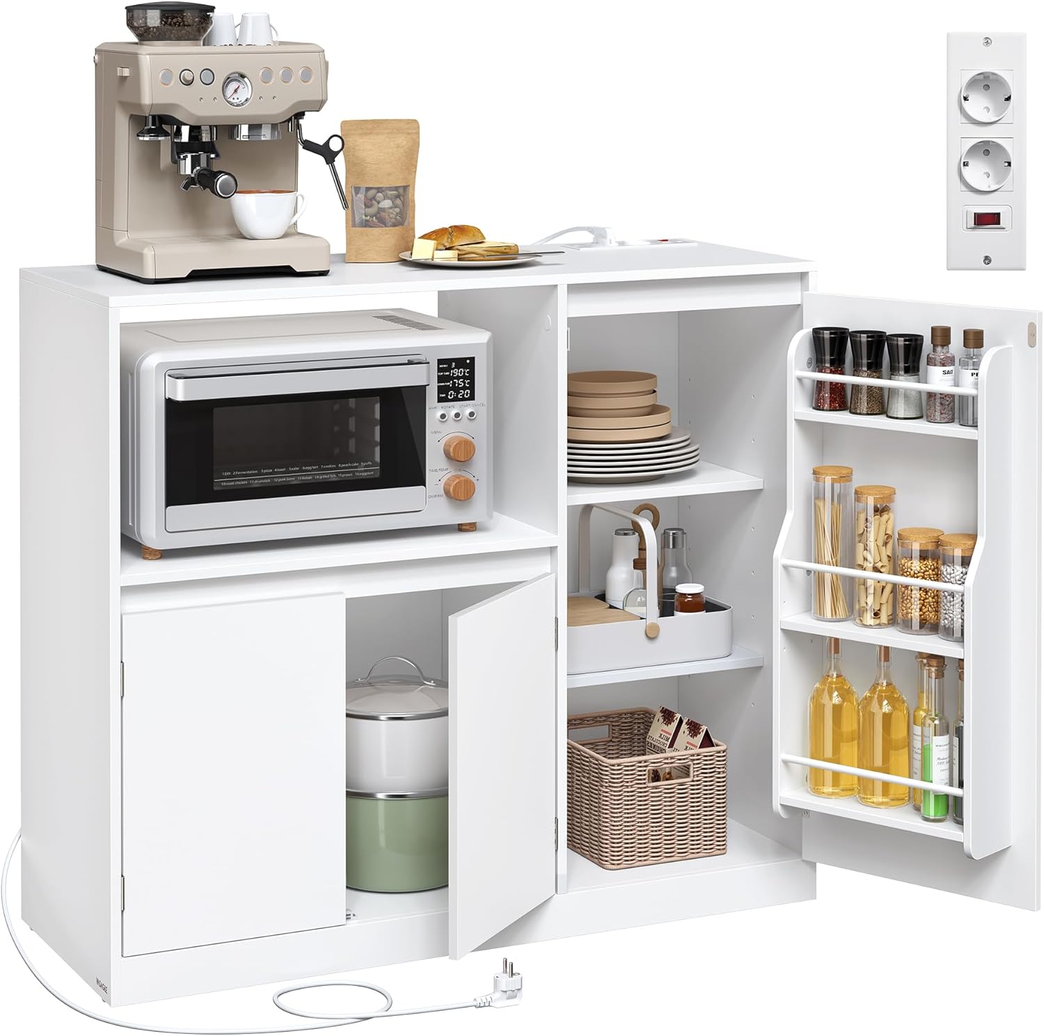 Küchenschrank Sideboard mit Arbeitsplatte und Mikrowellenregal