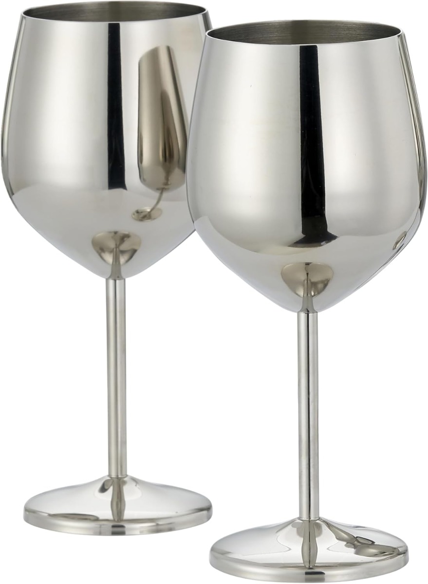 Edelstahl Weingläser Silber 2er-Set