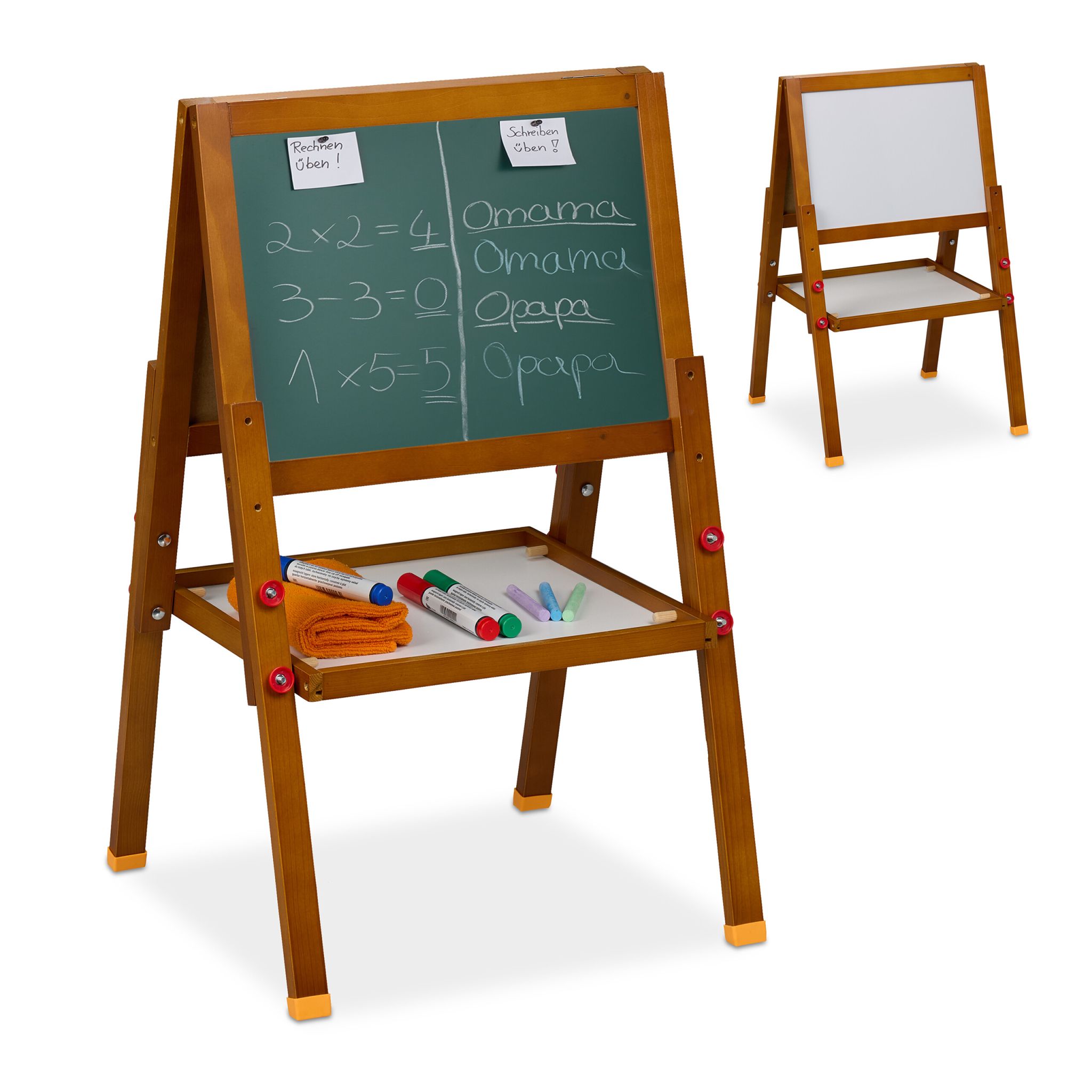 Kinderstandtafel mit Whiteboard Weiss-Dunkelbraun-Dunkelgrün