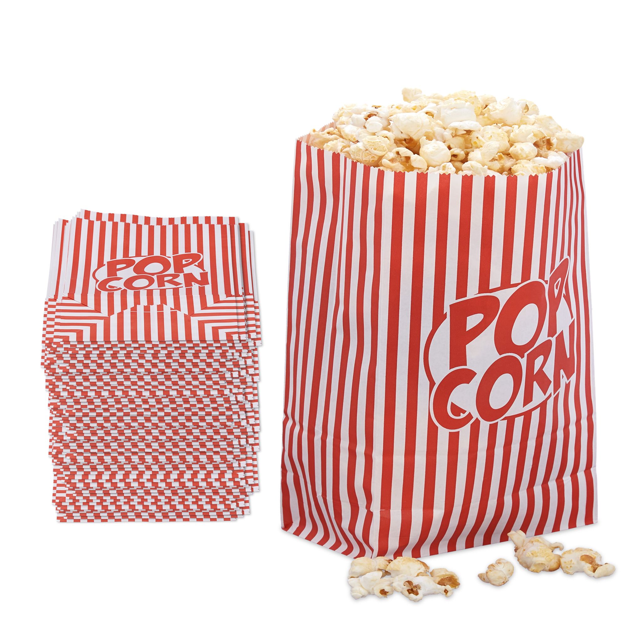 Retro Popcorntüten 48er-Set Weiss-Rot