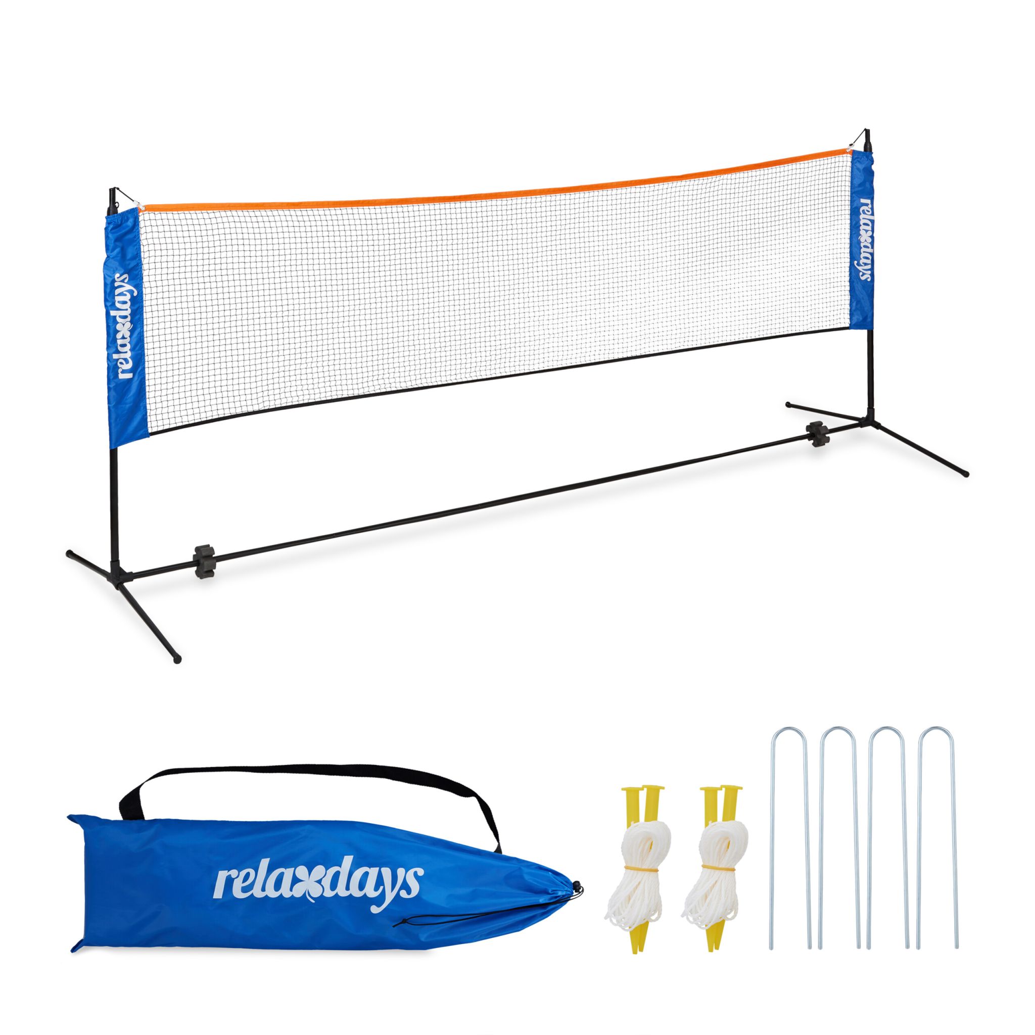 Badmintonnetz Höhenverstellbar Blau-Orange-Schwarz