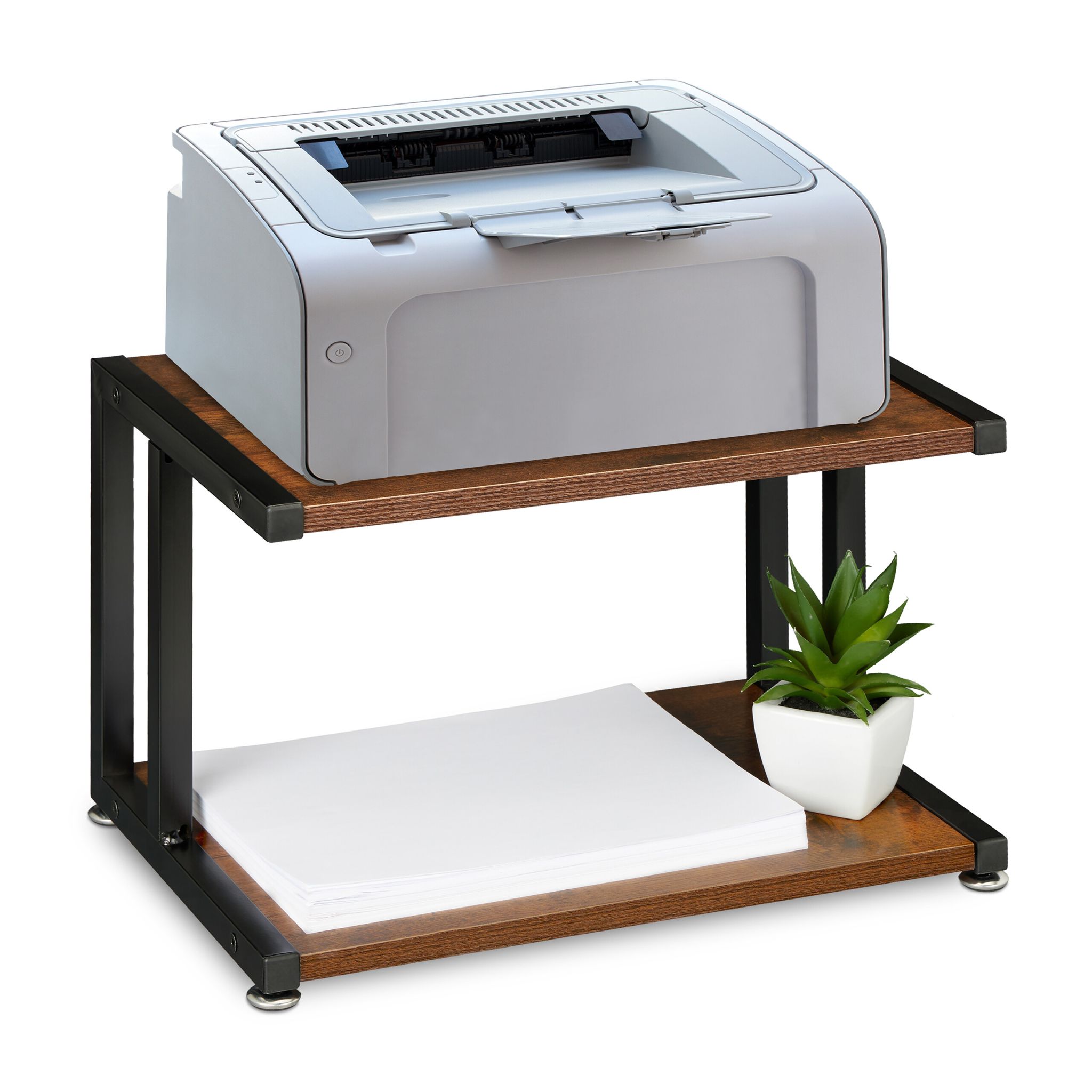 Druckerständer Industrial Design Dunkelbraun-Schwarz