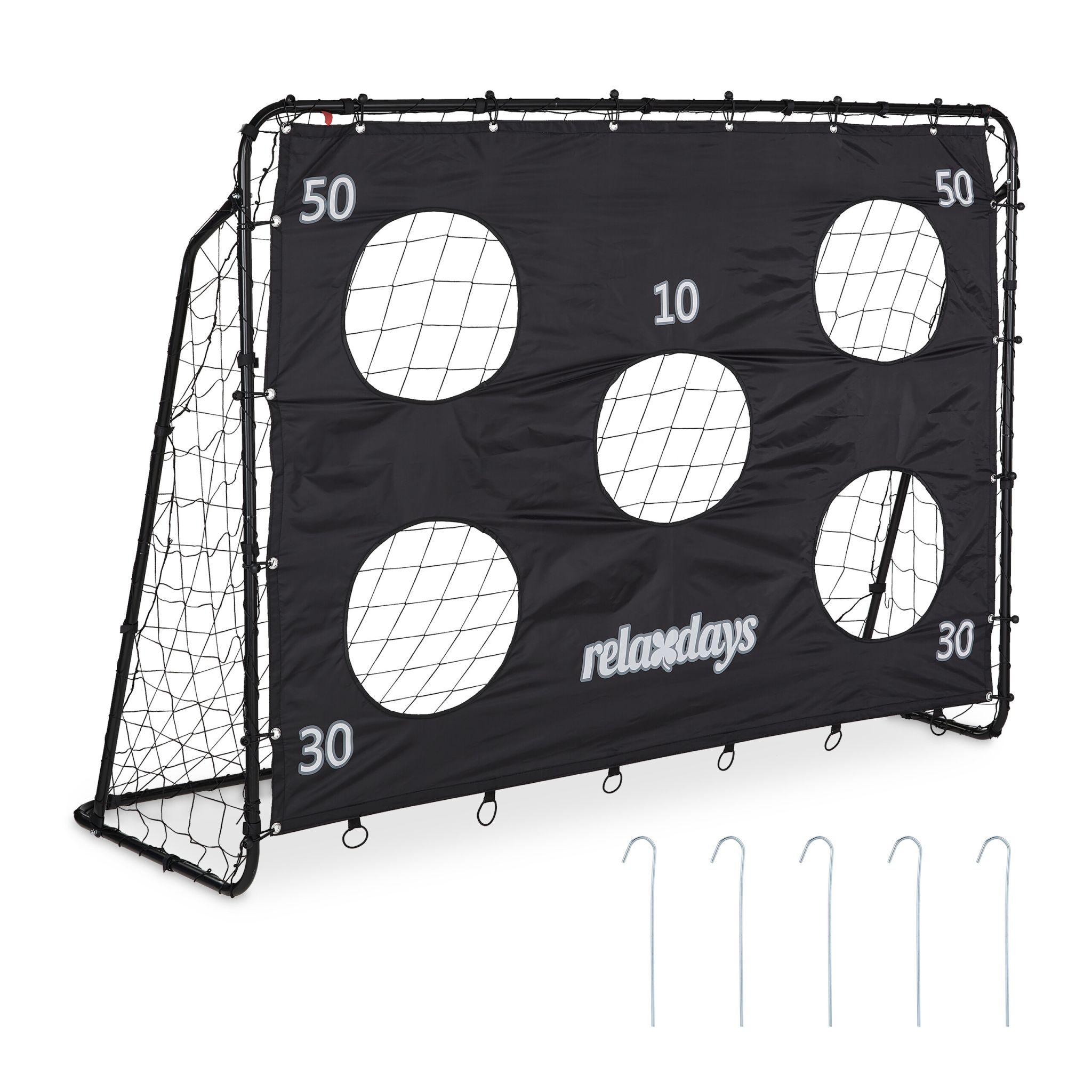 Fussballtor mit Torwand Weiss-Schwarz-Grau