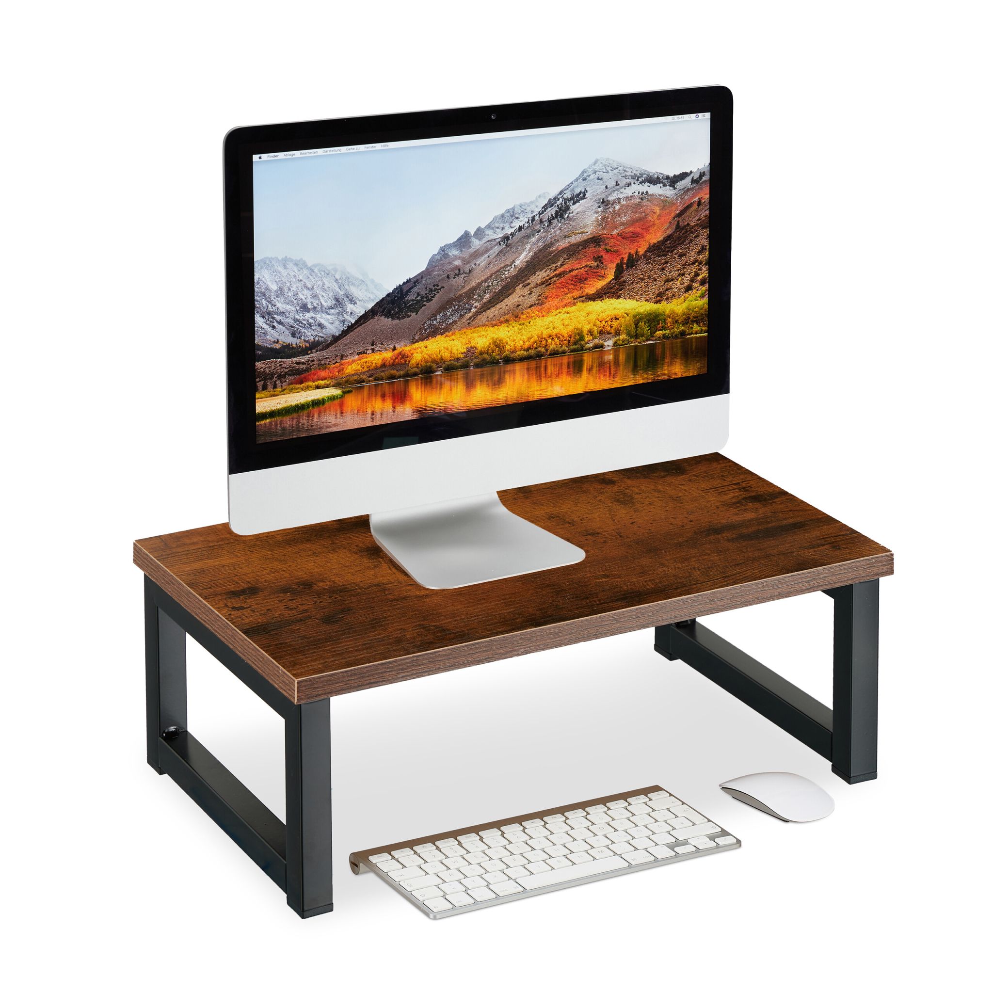 Monitorständer Industrial-Design Dunkelbraun-Schwarz
