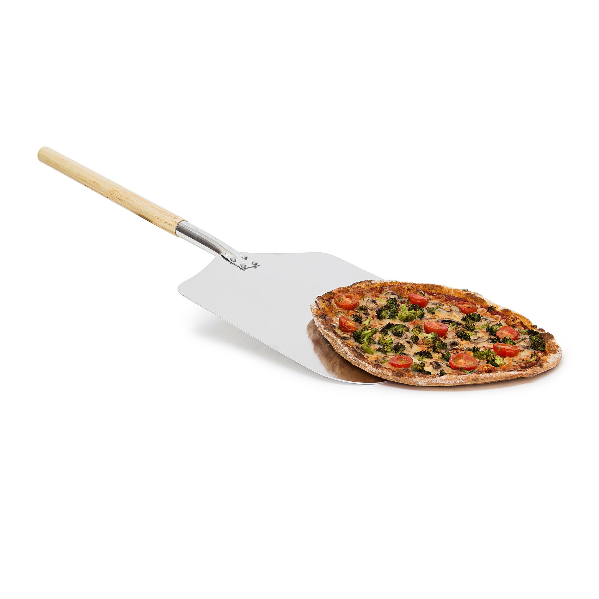 Pizzaschaufel eckig Hellbraun-Silber