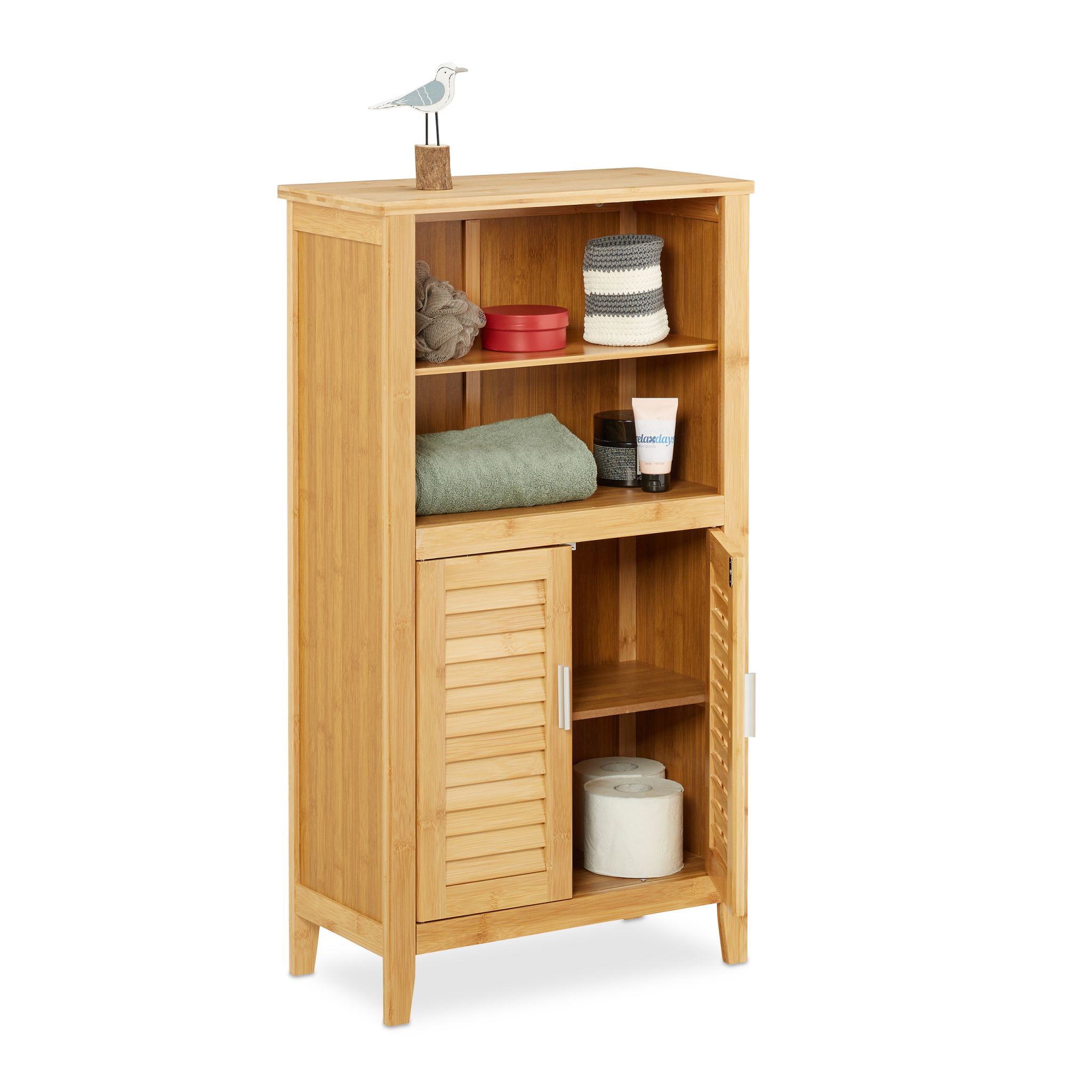 Badezimmerschrank LAMELL Bambus Hellbraun