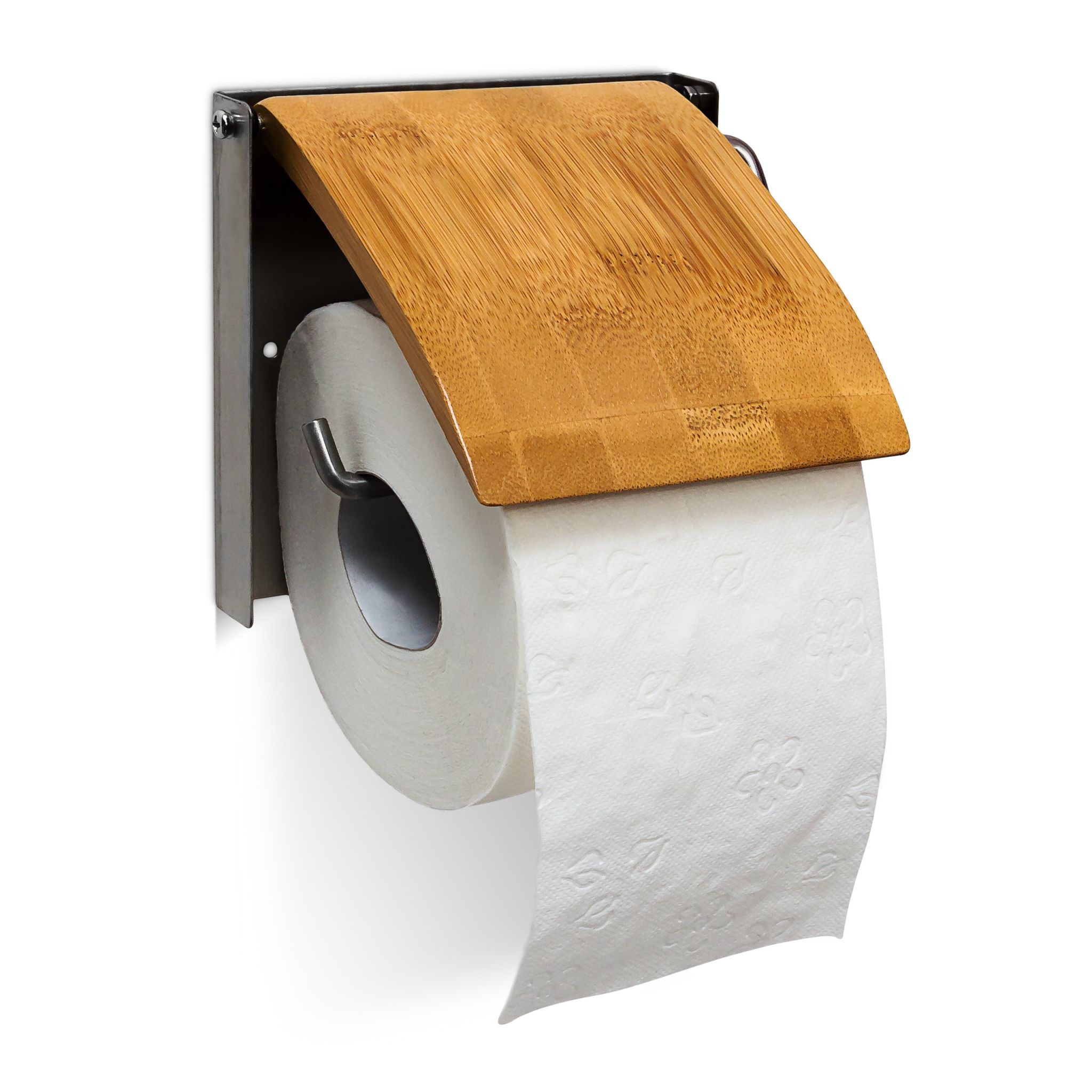 Toilettenpapierhalter Bambus Hellbraun-Silber