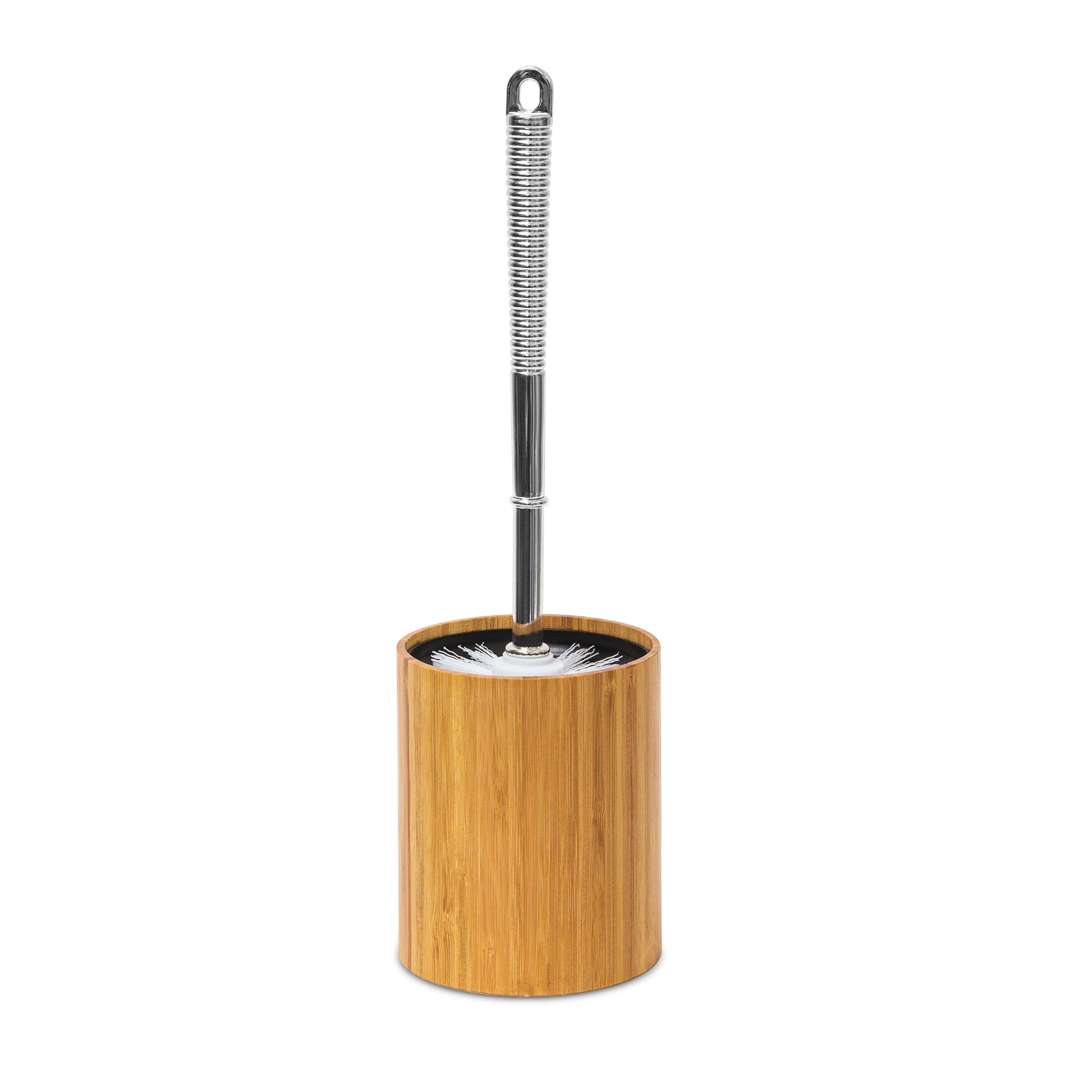 WC-Bürstenhalter Bambus Weiss-Hellbraun-Silber