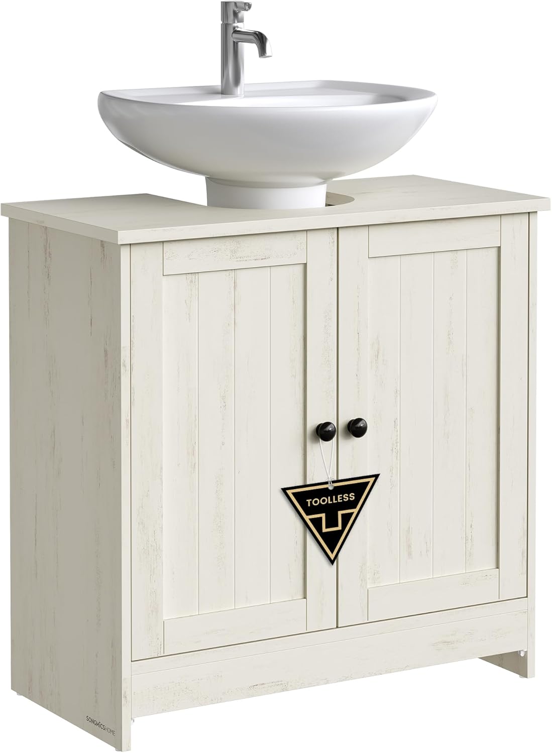 Waschbeckenunterschrank mit verstellbarer Ablage Vintage Weiss