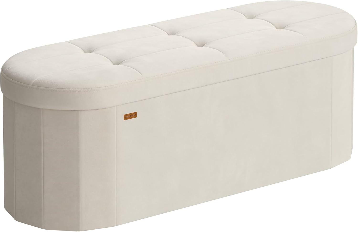 Sitzbank mit Stauraum Samt cremeweiß 110L faltbar 110cm