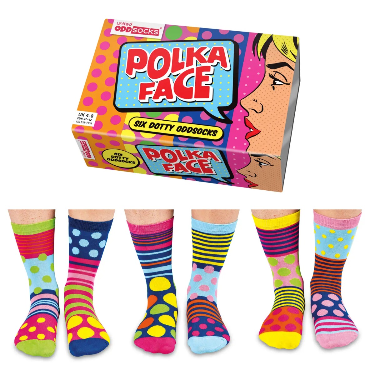 Einzelne Socken im 6er Pack POLKA FACE Gr. 37-42