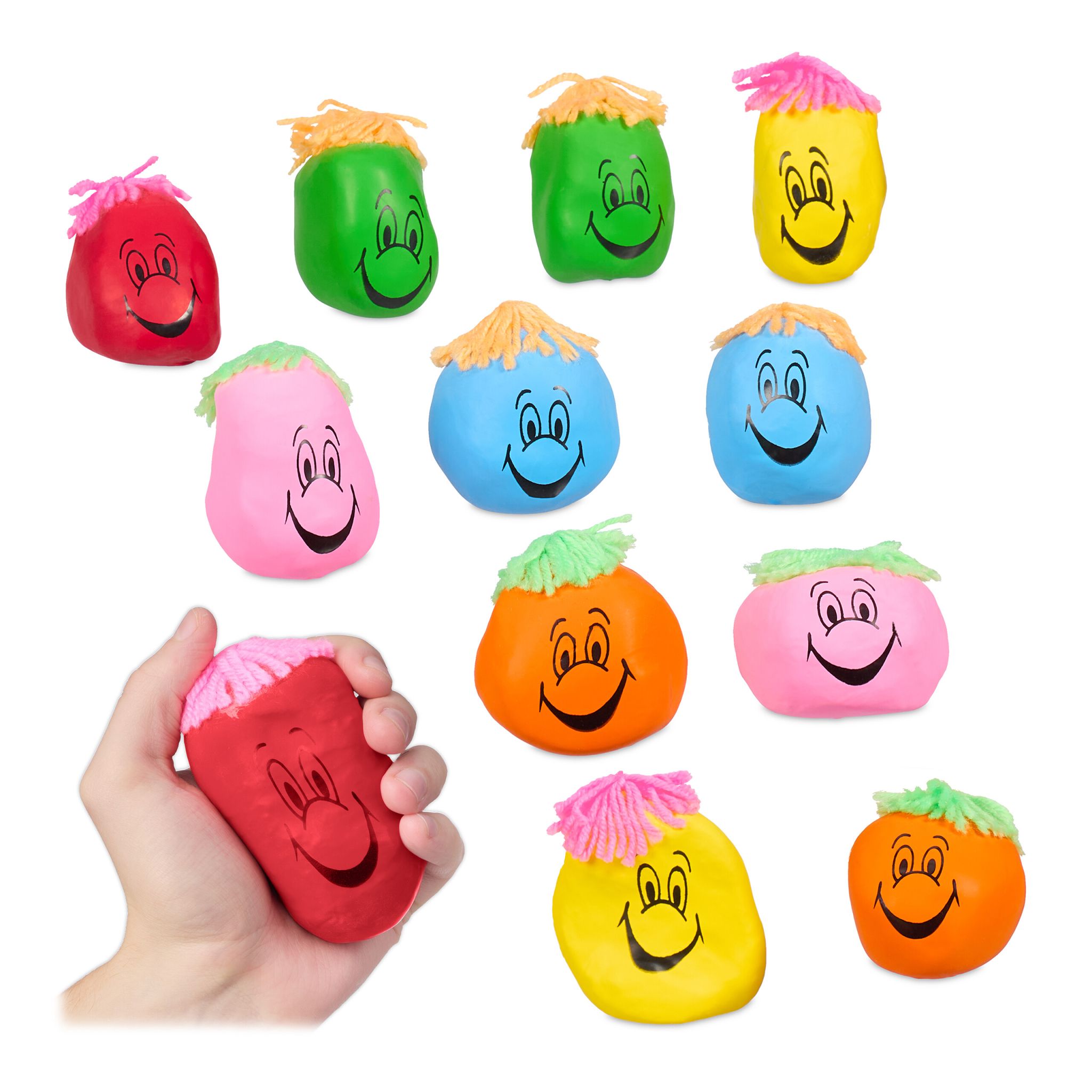 Stressbälle 8cm 12er-Set Blau-Gelb-Rot
