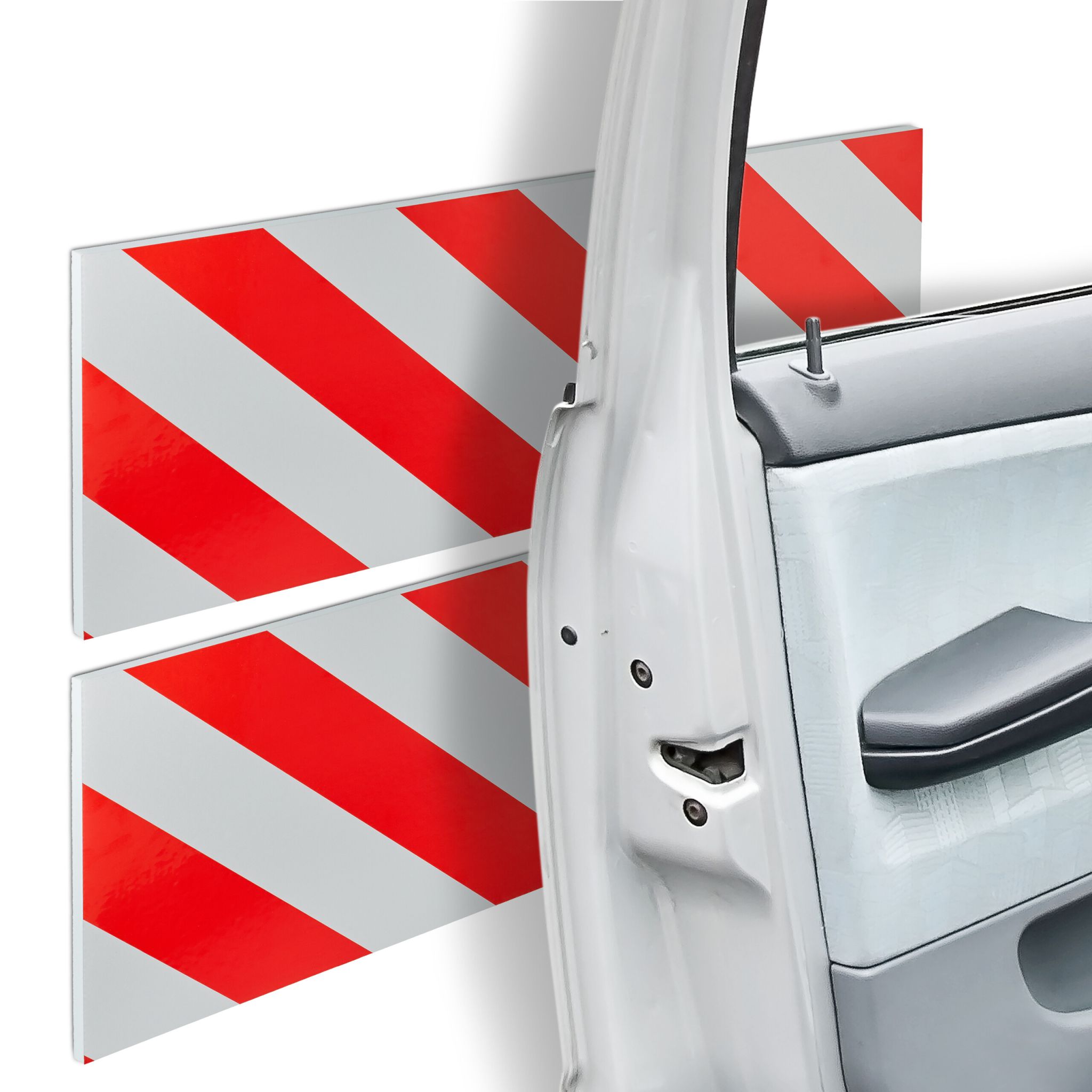 Garagen Wandschutz selbstklebend 2er-Set Weiss-Rot