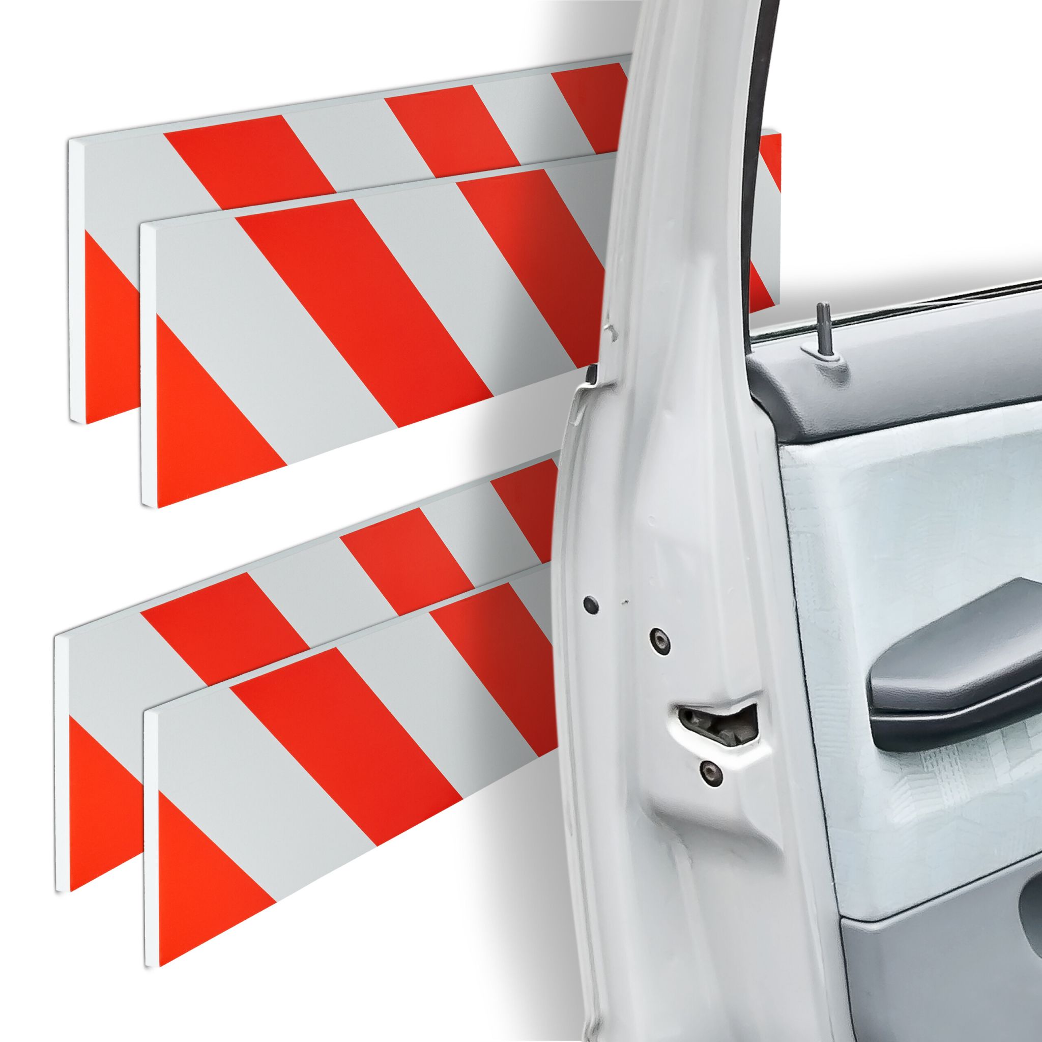 Garagen Wandschutz selbstklebend 4er-Set Weiss-Rot