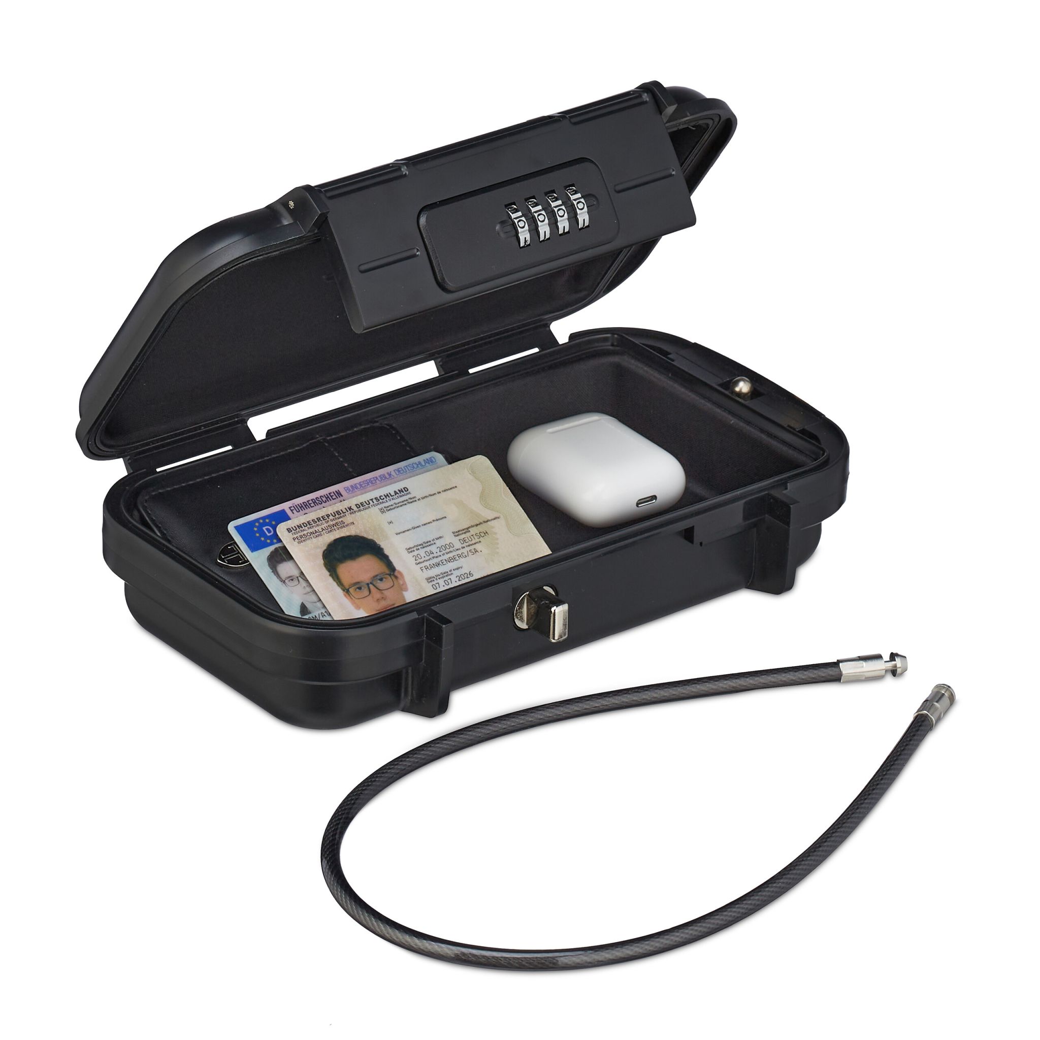 Sicherheitsbox tragbar mit Zahlenschloss Schwarz