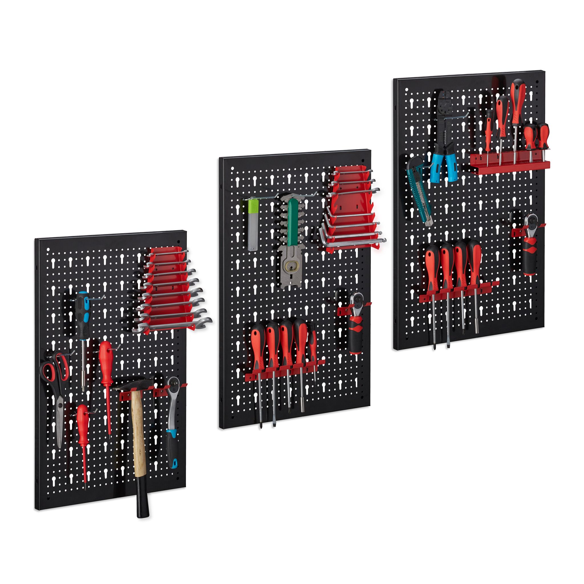 Werkzeugwand 25-teilig Rot-Schwarz-Silber