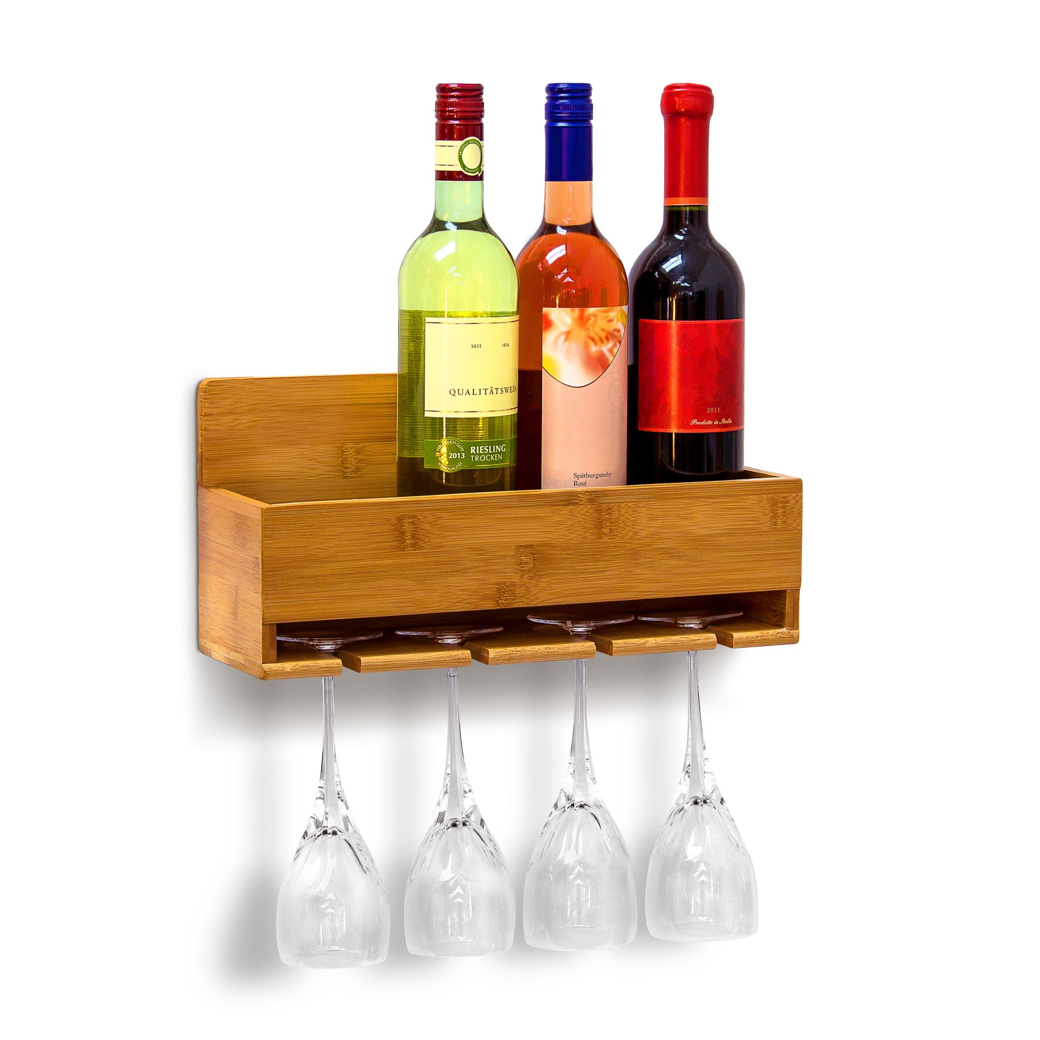 Weinregal mit Glashalter Hellbraun