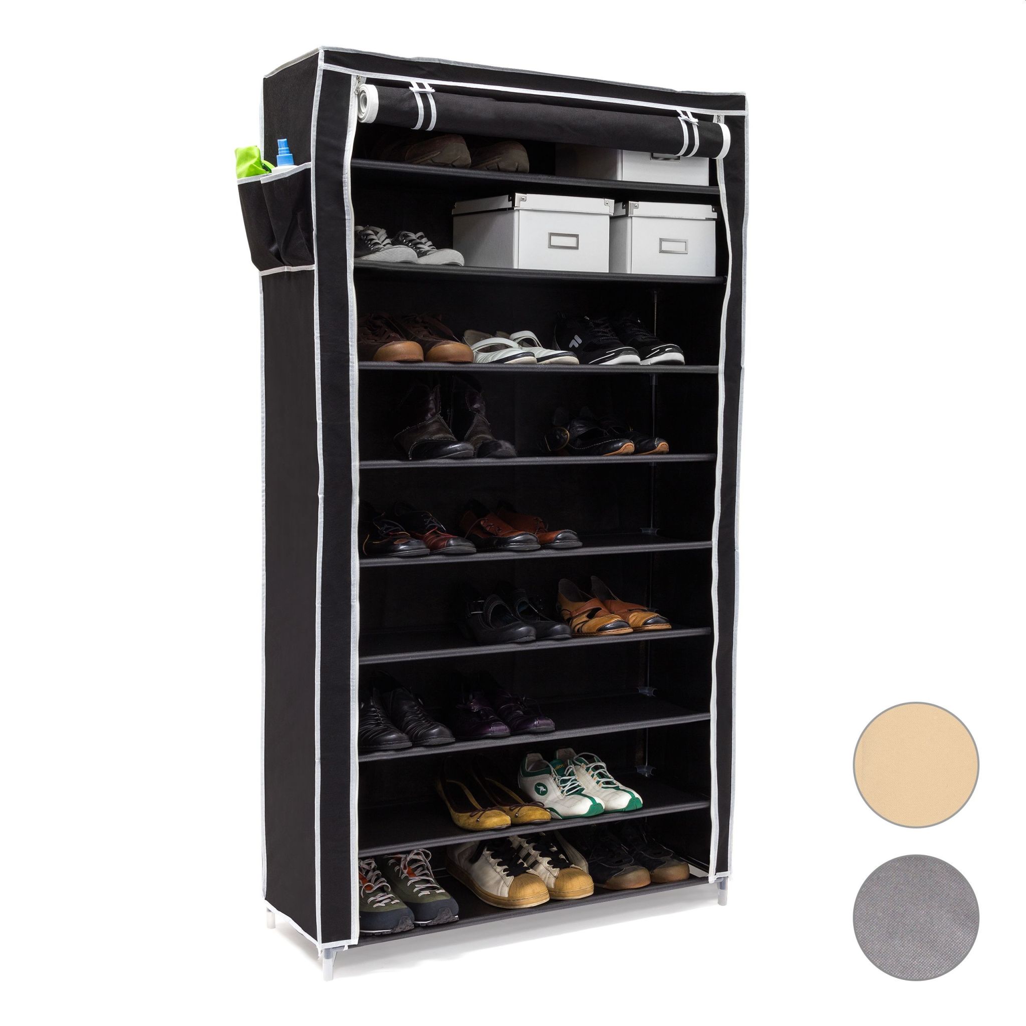 Schuhschrank VALENTIN hoch Weiss-Schwarz