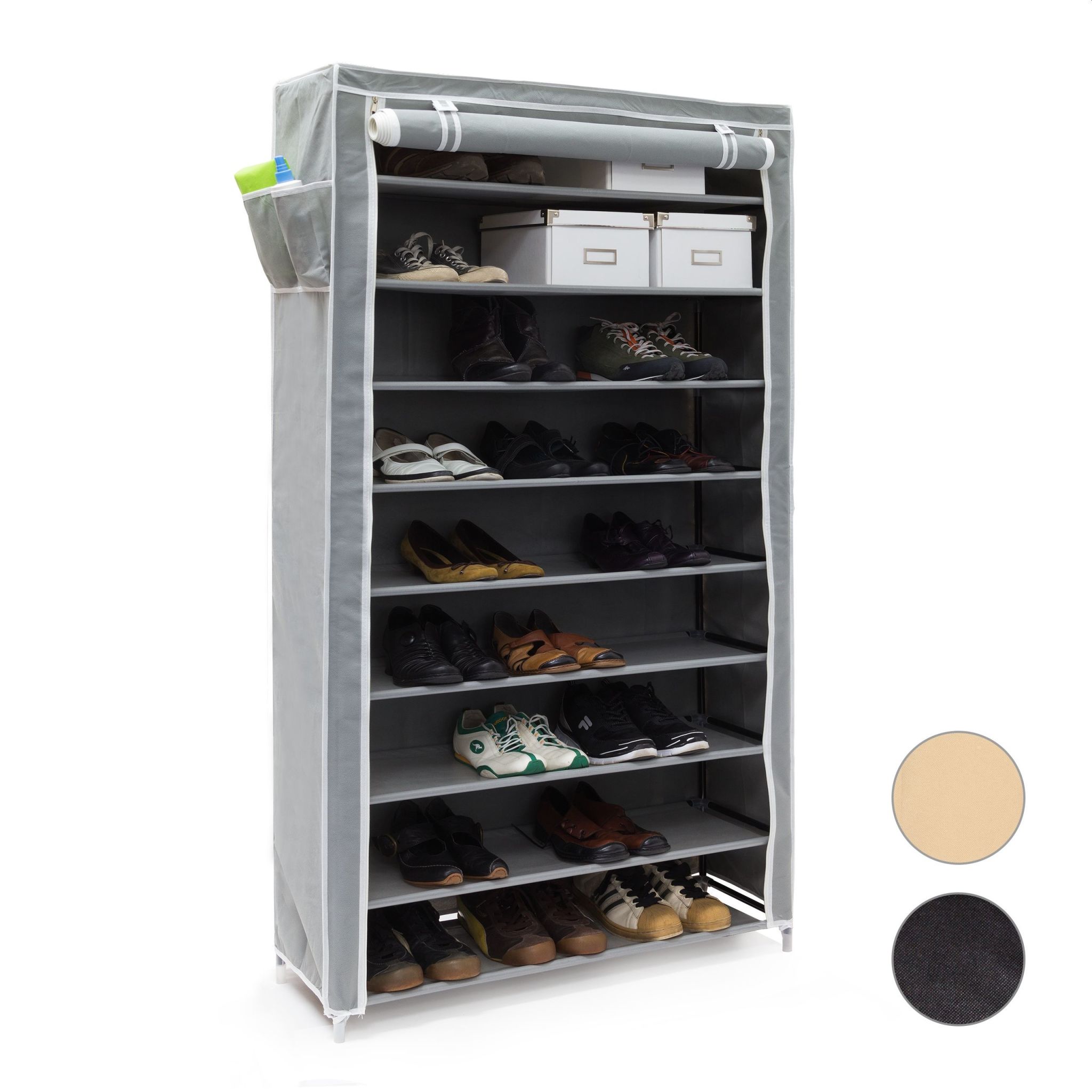 Schuhschrank VALENTIN hoch Anthrazit-Weiss