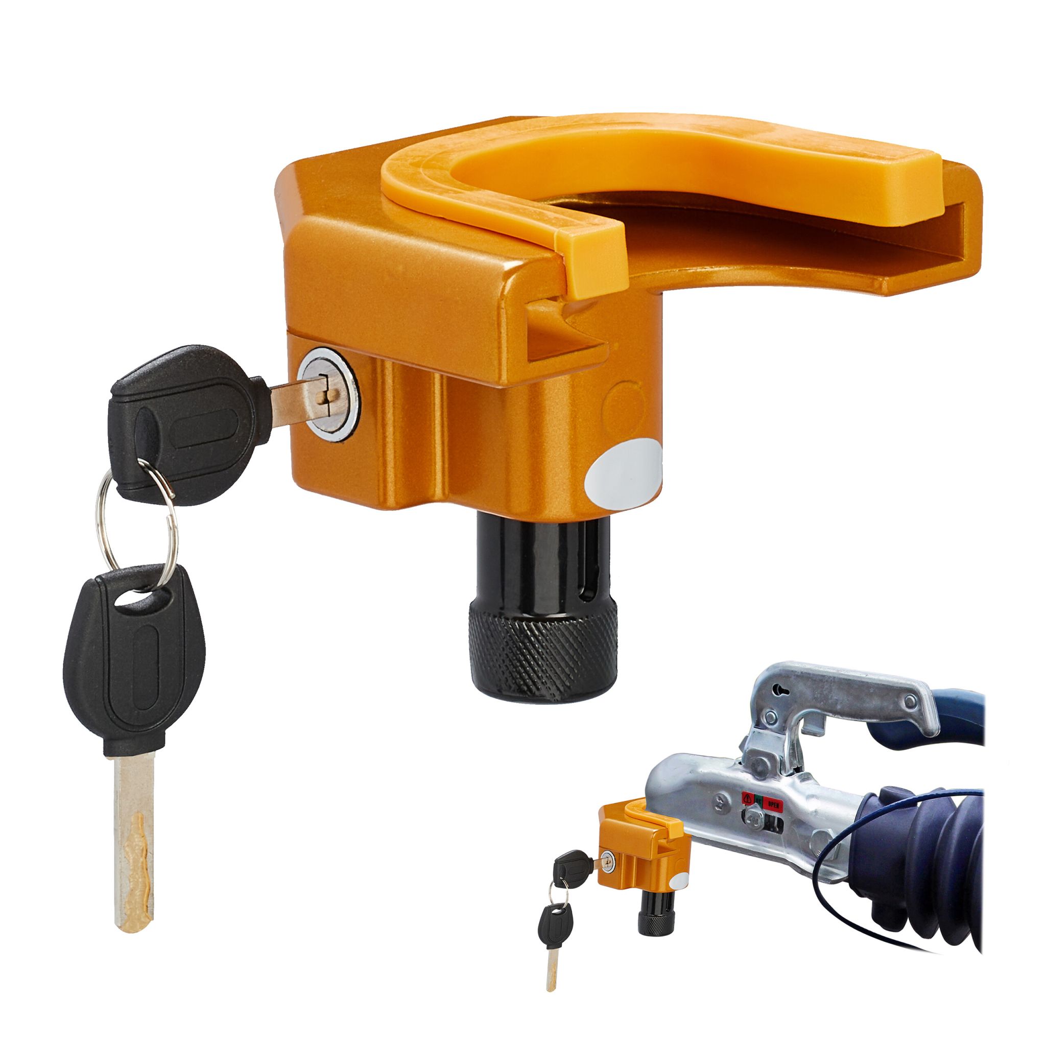 Anhängerschloss für PKW Orange-Schwarz