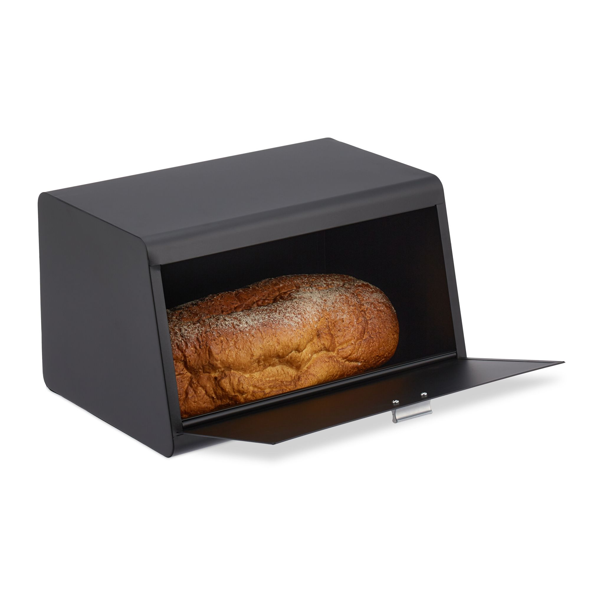 Brotkasten Edelstahl Schwarz-Grau